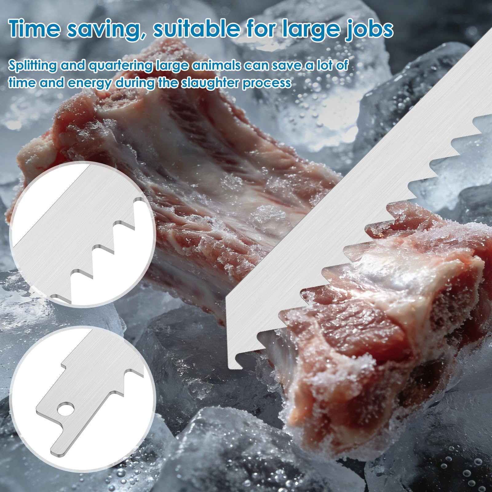 Lot de 5 lames de scie à os, 152 mm, en acier inoxydable, pour os et viande, pour couper le bœuf, la viande congelée, les os
