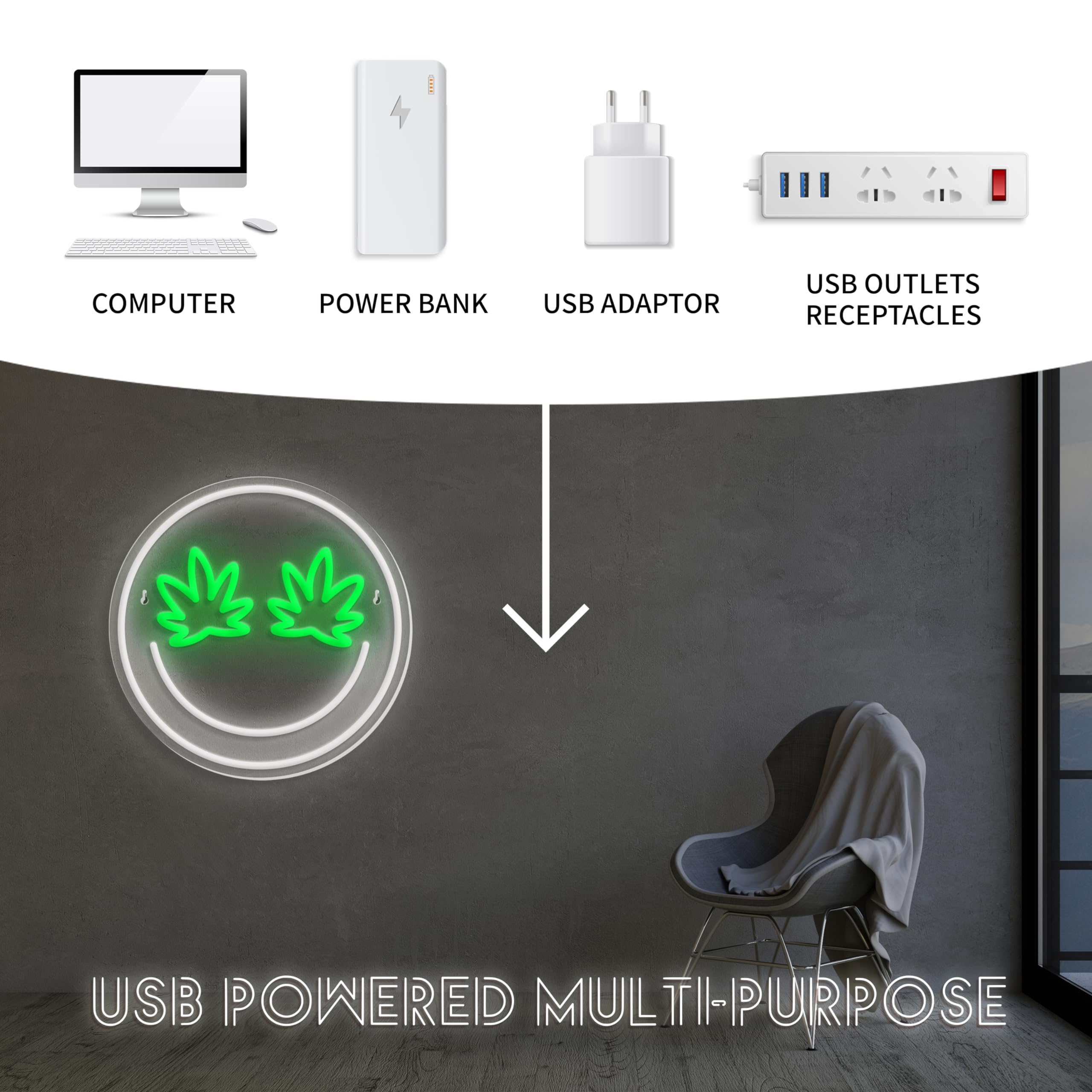 Panneau lumineux néon LED pour décoration murale, alimentation USB pour salle de jeux, bar, cave, club, pub, fête