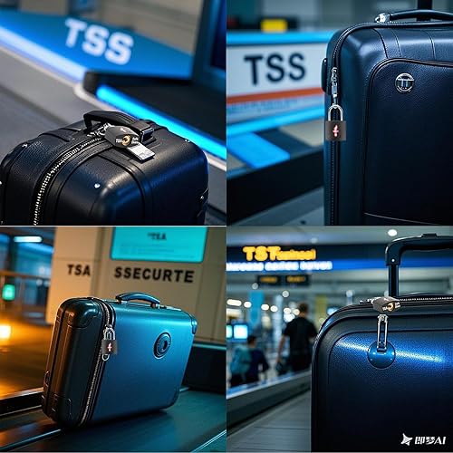 Miniatura 3 de Paquete de 4 cerraduras de equipaje cuadradas de neón aprobadas por la TSA con llave para maleta, mochila para portátil, accesorios de viaje