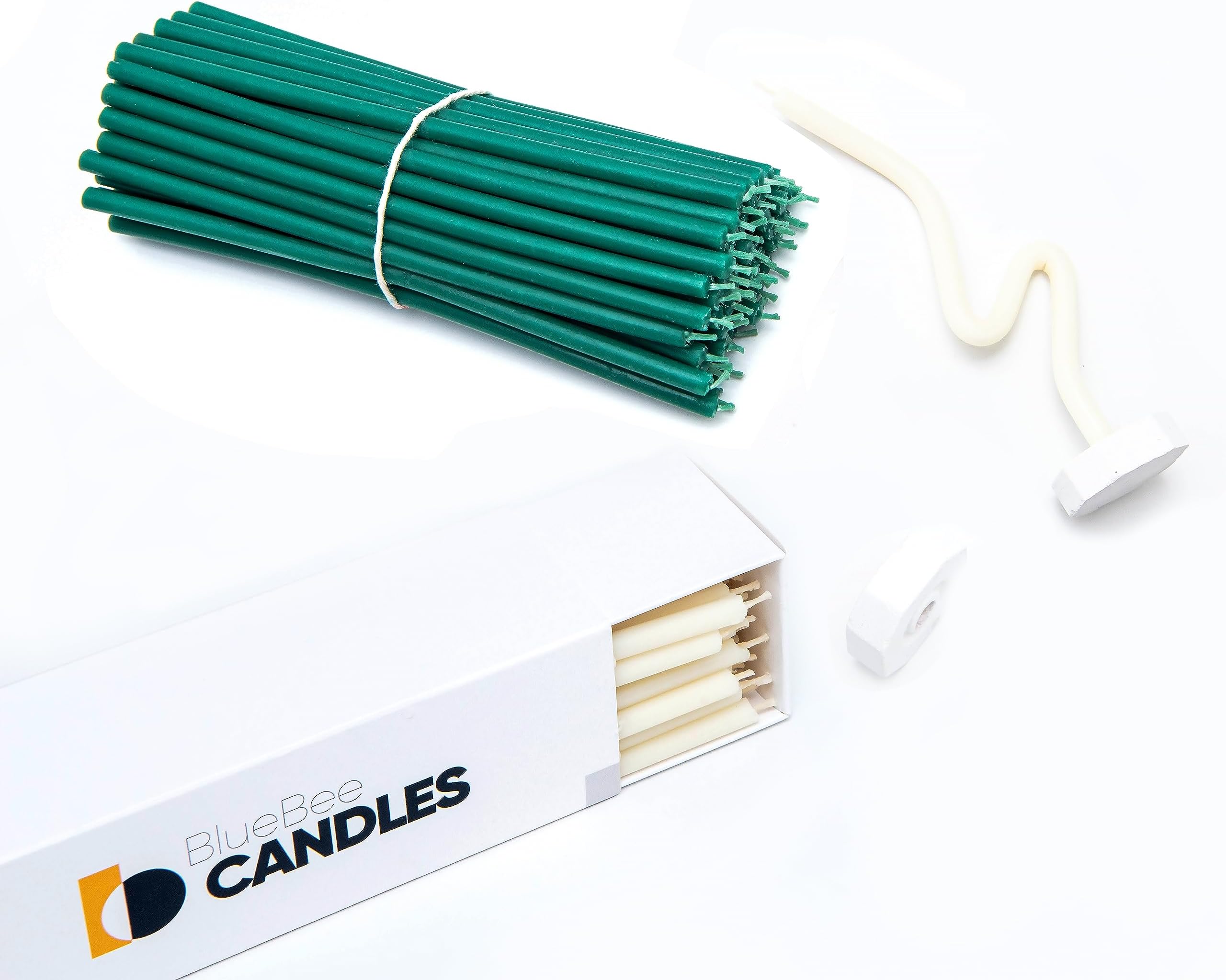 100% Natural Beeswas Candlesticks + 2 Candle Holders, Tall and Thin Taper Candles, 90 pcs