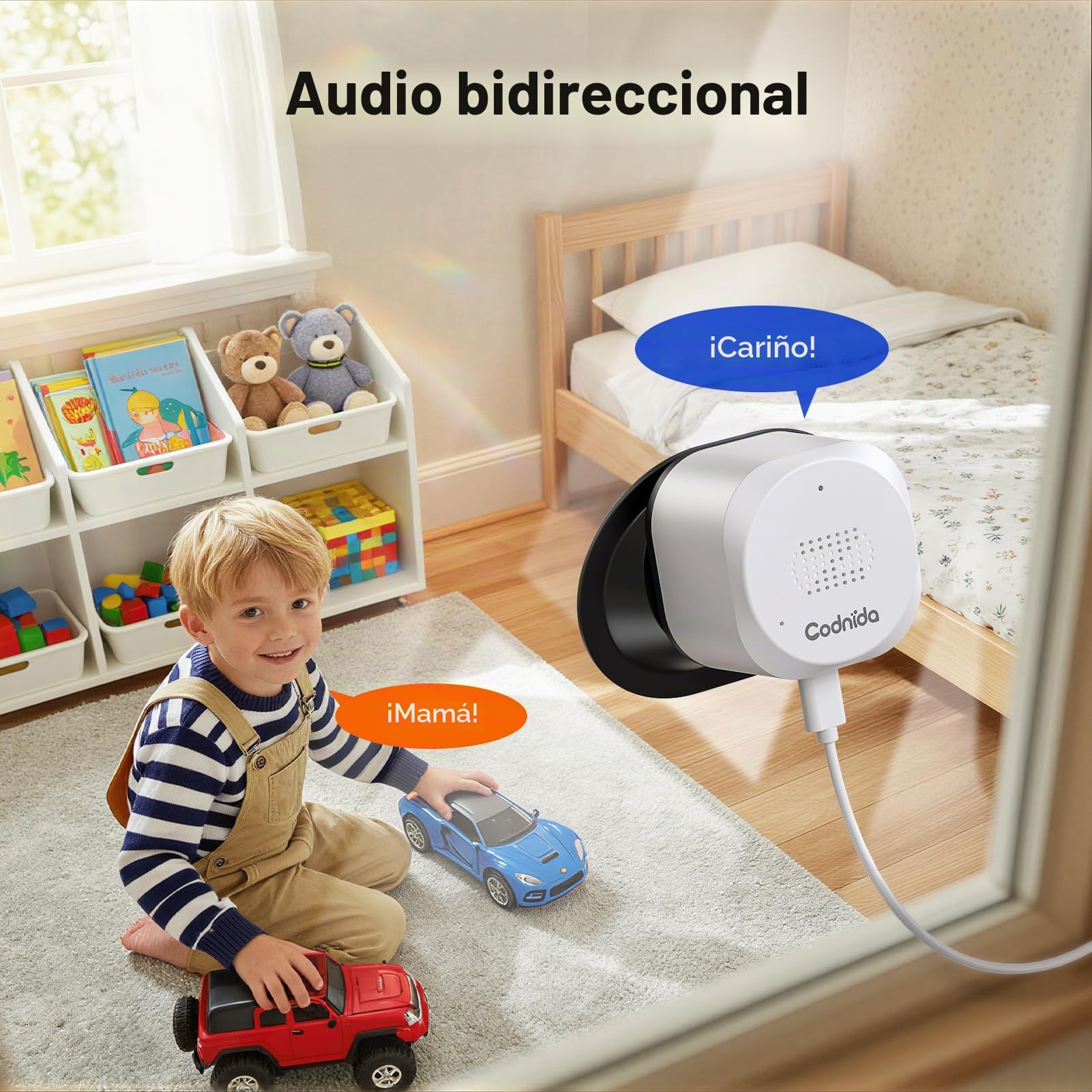 Codnida 3MP Cámara de Seguridad para Ventanas de para el Hogar, 2K Cámara Interiores con Adhesivo, Detección de Movimiento, Visión Nocturna a Color, Audio Bidireccional, Antirreflejos, 2.4/5GHz WiFi