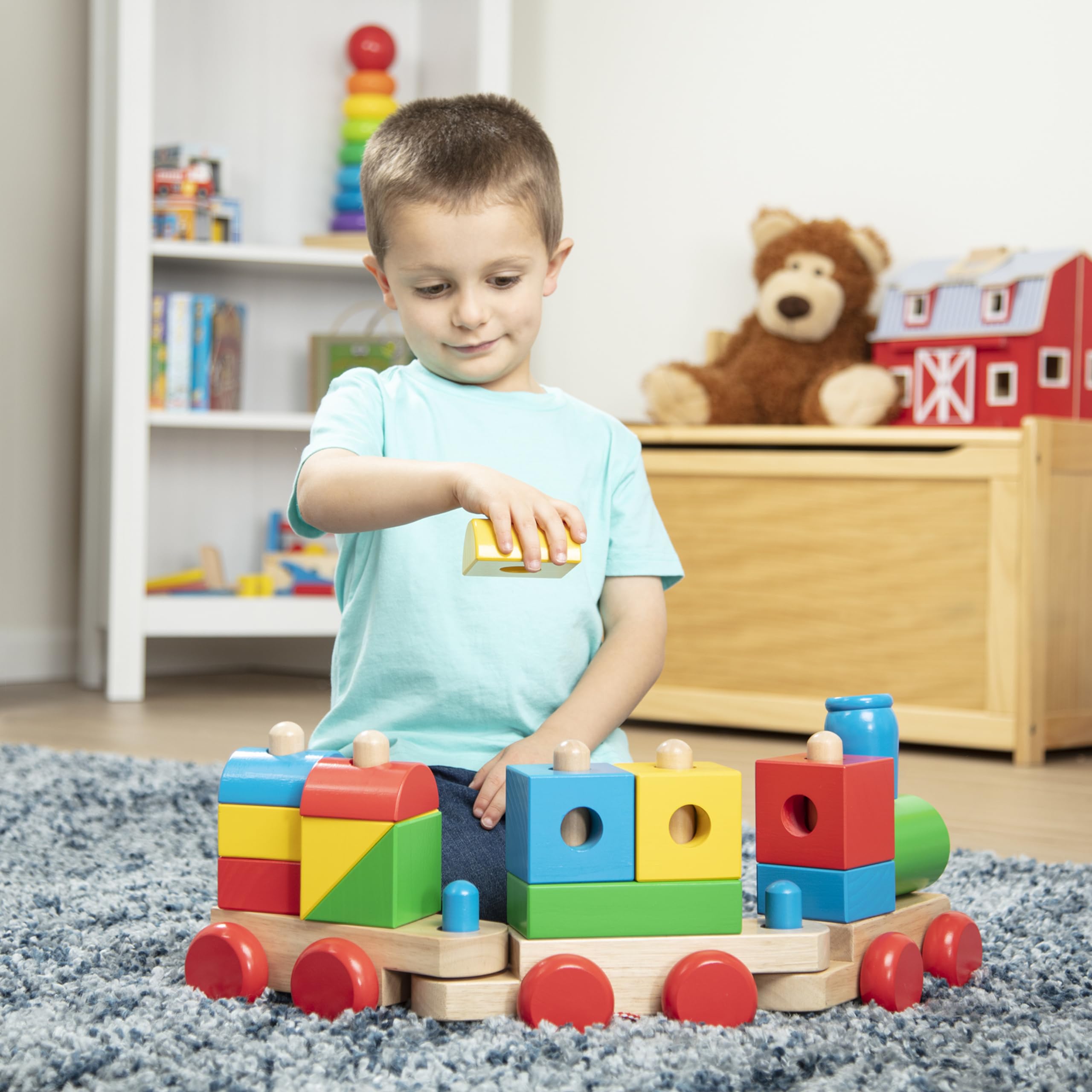 Melissa & Doug 40544 Jumbo Stapelzug Classic | BAU & Fahrzeuge | Holzspielzeug | 2+ | Geschenk für Junge oder Mädchen