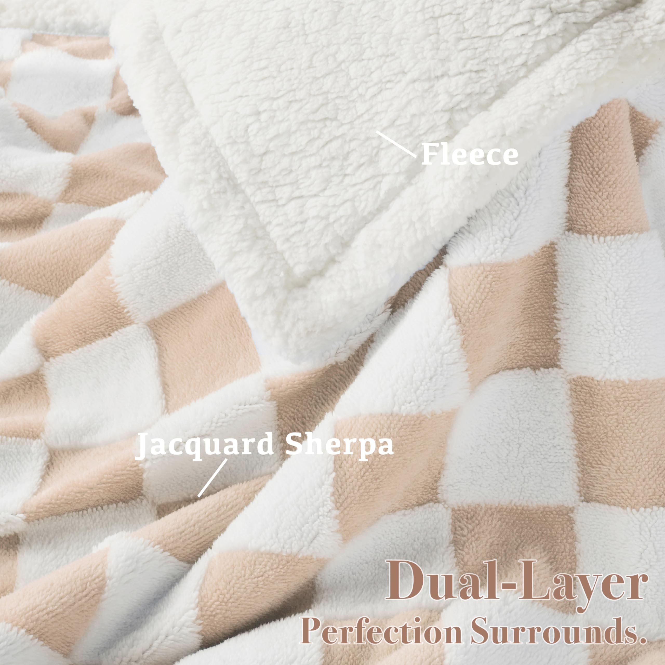Ohocut Manta a cuadros para perro, manta sherpa jacquard beige caqui para perros y gatos pequeños, bonito estilo estético, manta de forro polar esponjoso para protección de sofá, lavable, 30 x 40