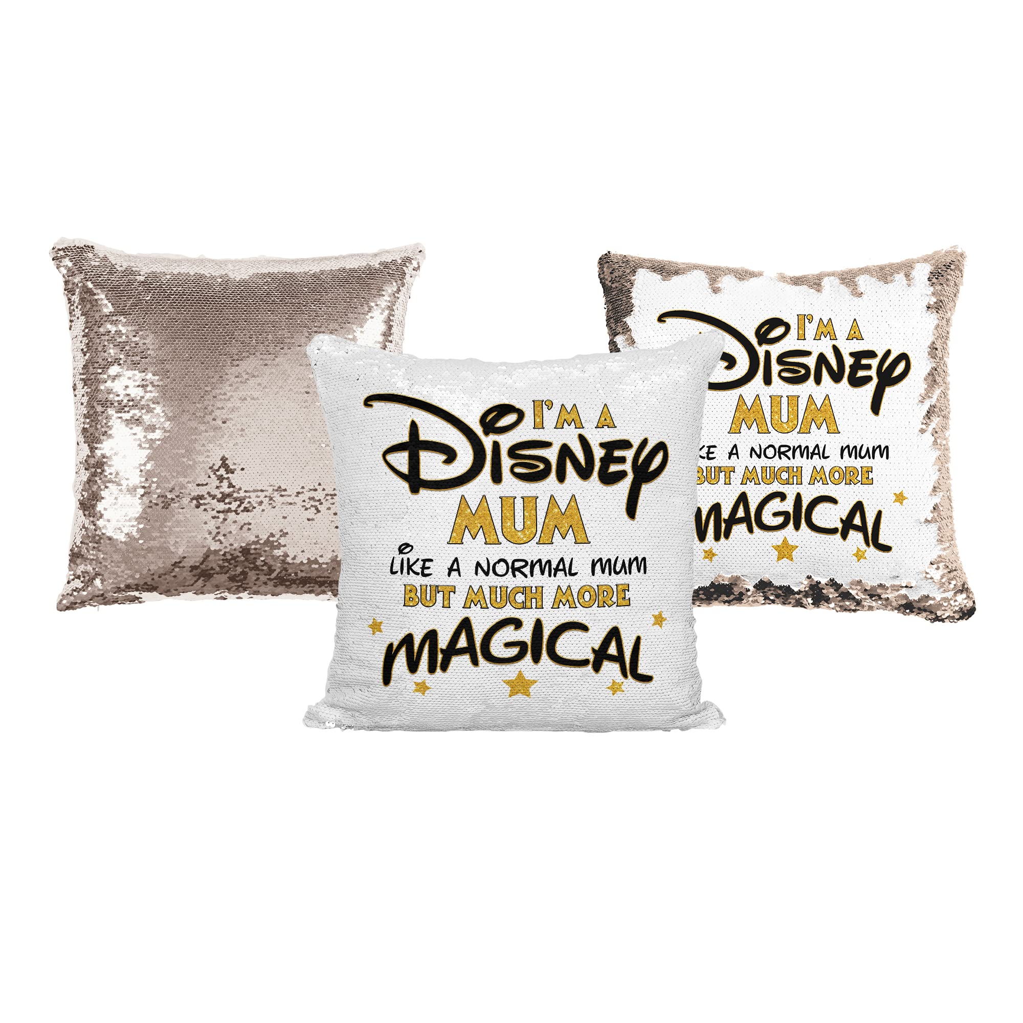 Media Replication Print Maniacs Disney Mummy Sequin Pillow Christmas Birthday Magic Reveal Swipe Mother Day Cushion Gift (Mum) (Rose Gold, Cover Only/No insert)