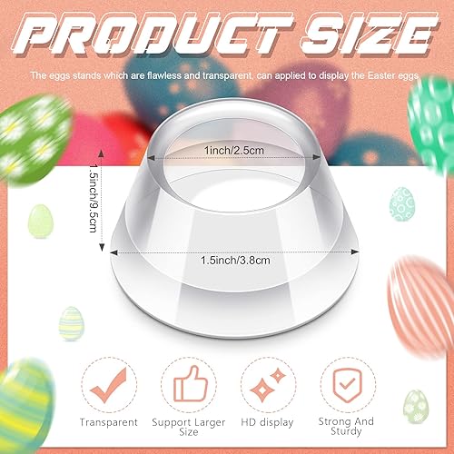 Miniatura 2 de Yookeer 10 piezas de huevos de Pascua con cono redondo, soporte decorativo para pelotas de golf, copas de esfera de béisbol, soporte invisible