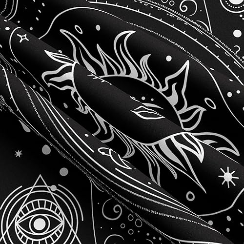 Miniatura 4 de Tapzen Tapiz místico blanco y negro con frase de sol y luna, tarot, tapiz para colgar en la pared, celestial espiritual y estrellas espaciales,