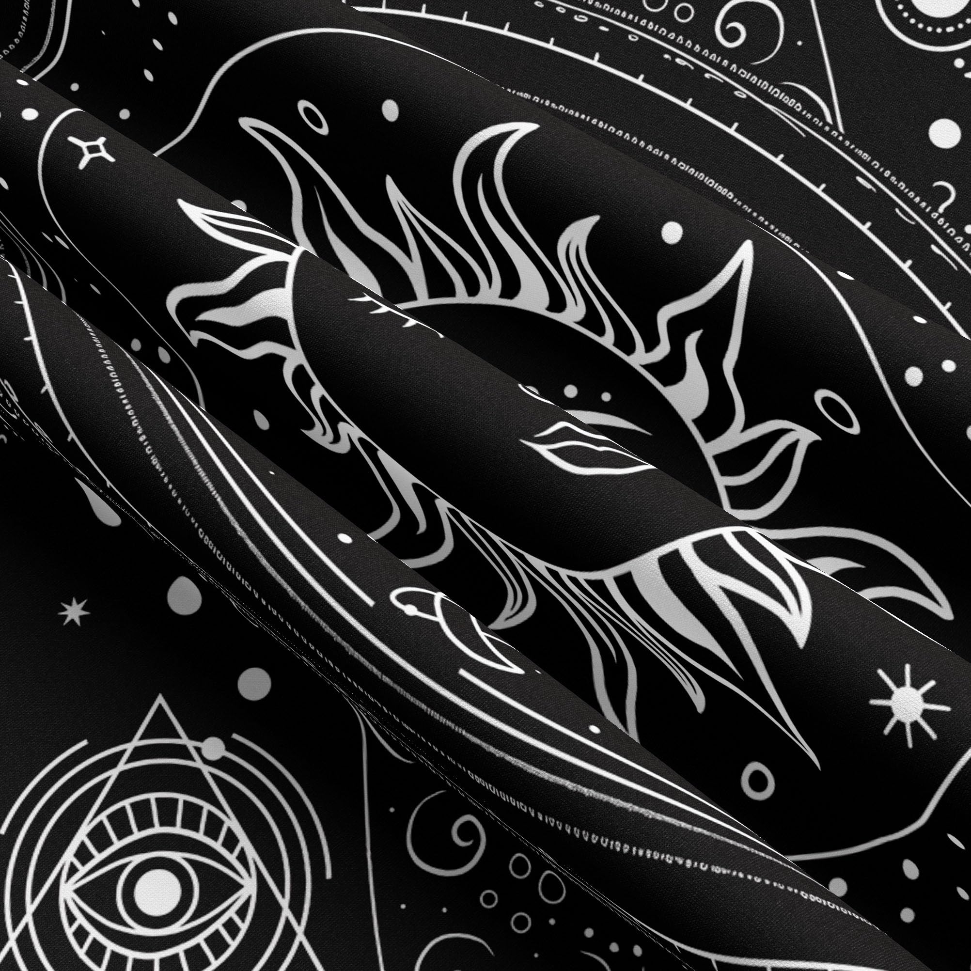 Wandteppich Mit 12 Sternzeichen & Yin Yang - Schwarz-Weiß, Mystisch, 88,9 X 119,4 Cm