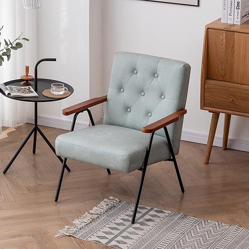 Miniatura 23 de UNICOO - Sillas decorativas modernas, sillón de mediados de siglo, sillas de sala de estar, silla de ocio con patas de metal, sillas laterales de