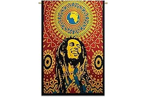 Rastogi Handicrafts Cotton Tapestry: Vibrant Bob Marley Tapestry for Soulful Ambiance