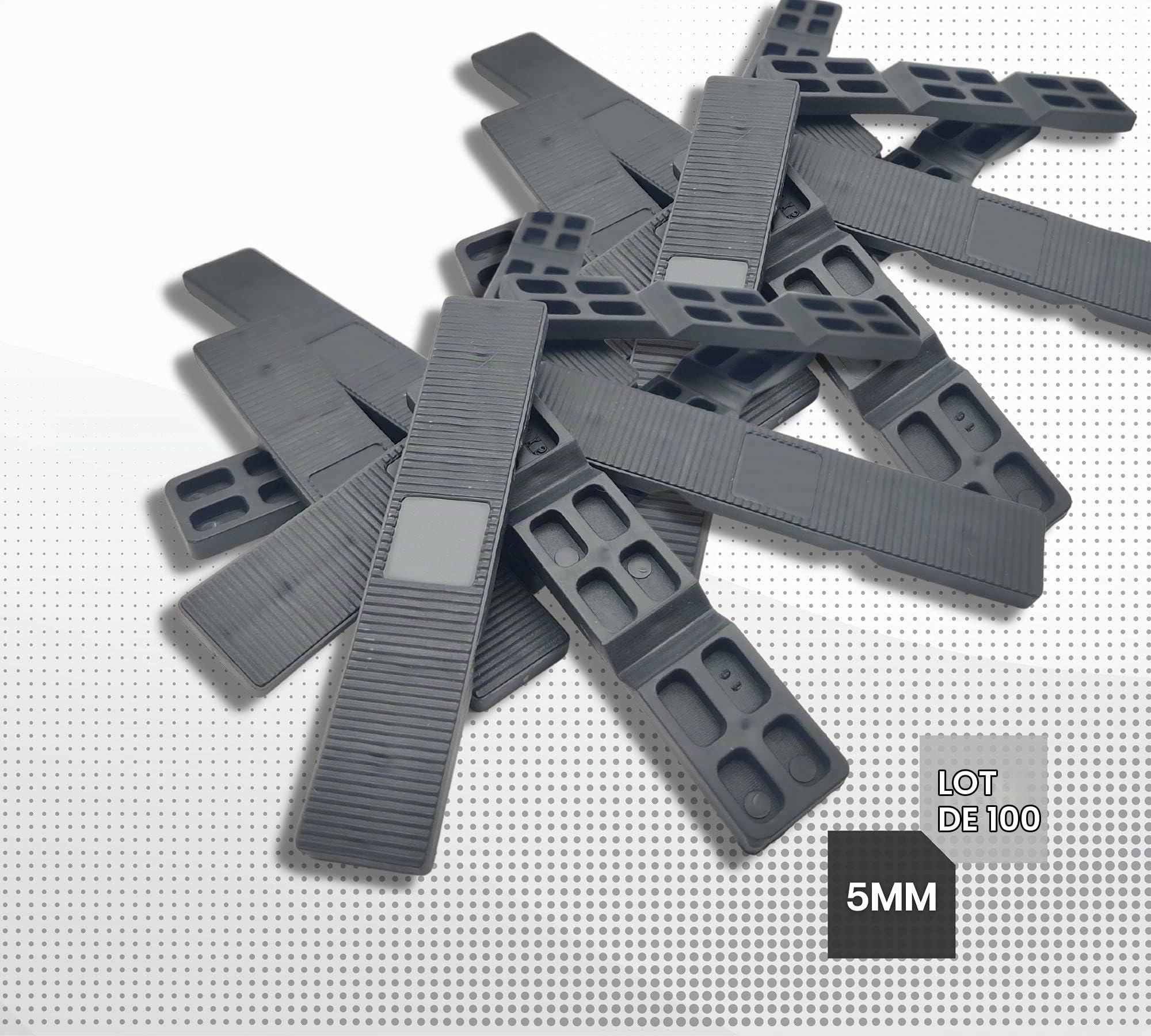 DOJA BARCELONA | Cales de Vitrage 5mm | Noire | 100 Pcs | Blocs d'Écartement en Plastique, Entretoise Polypropylene | Plaques d'Espacement avec Points de Rupture pour Rangement, Équilibrage...