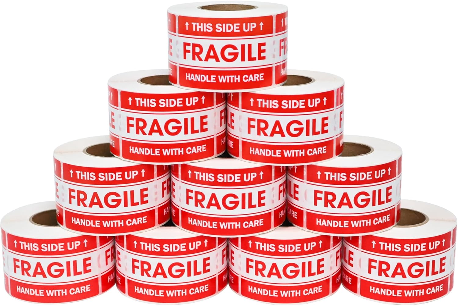 Fragile stickers 2 x 3 inch, 500 labels per roll (5,000 total) with strong adhesive