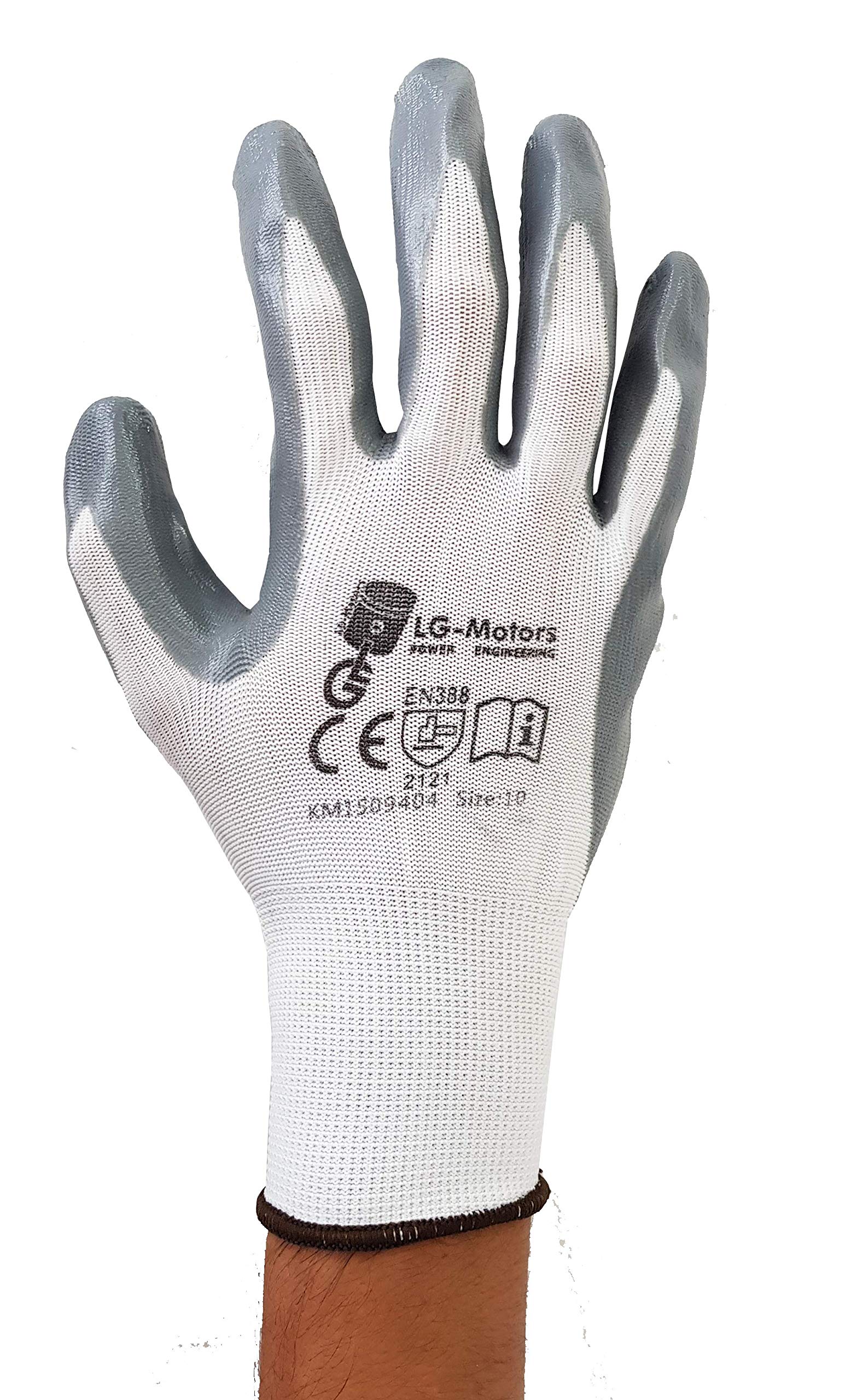 LG 60 pares de guantes de nitrilo de trabajo, talla 10, homologados, jardinería, carpintería, mecánica, pintura