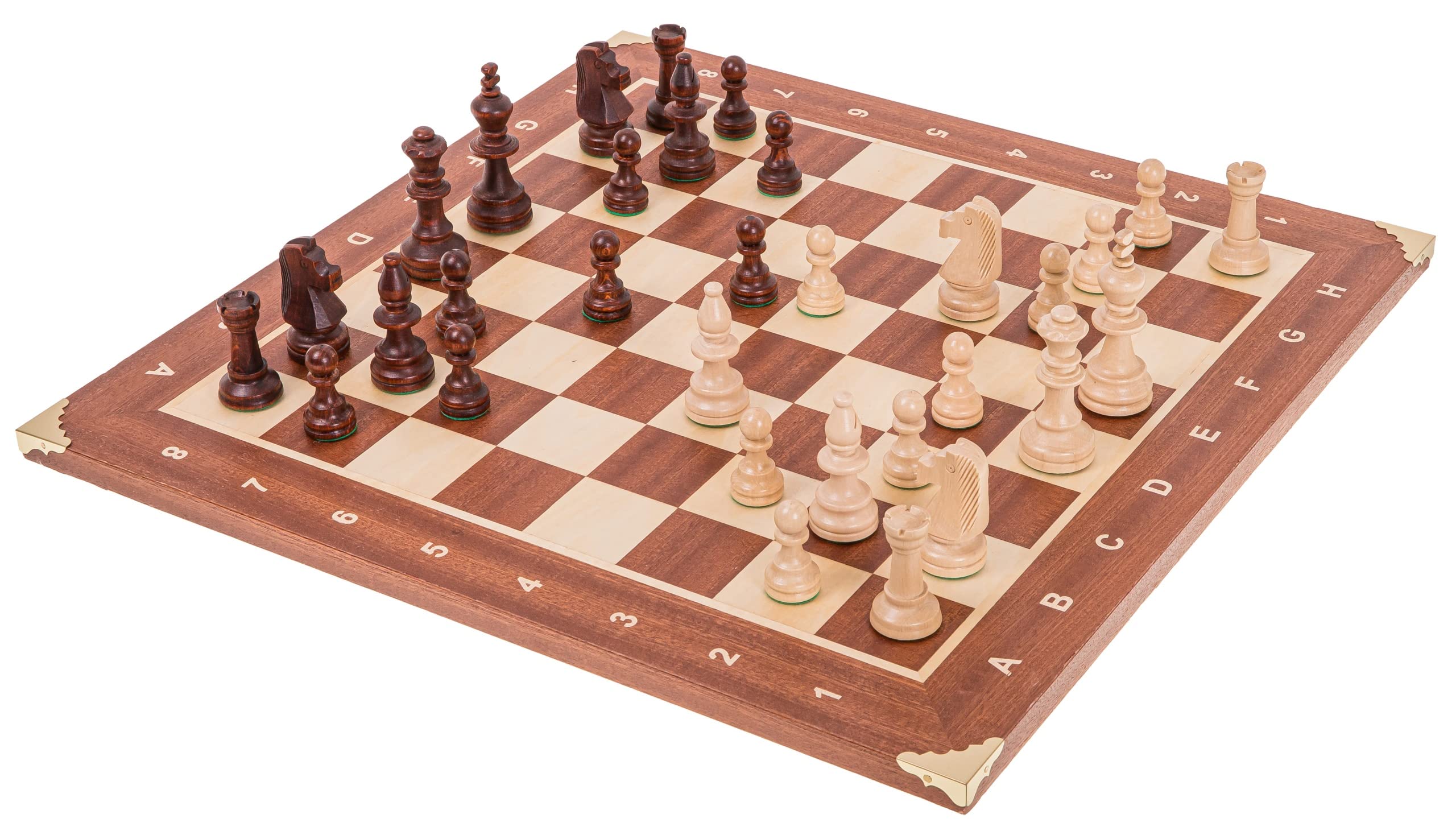 Chess set - Vintage Handgemaakt Houten Schaakbord met Ingelegd