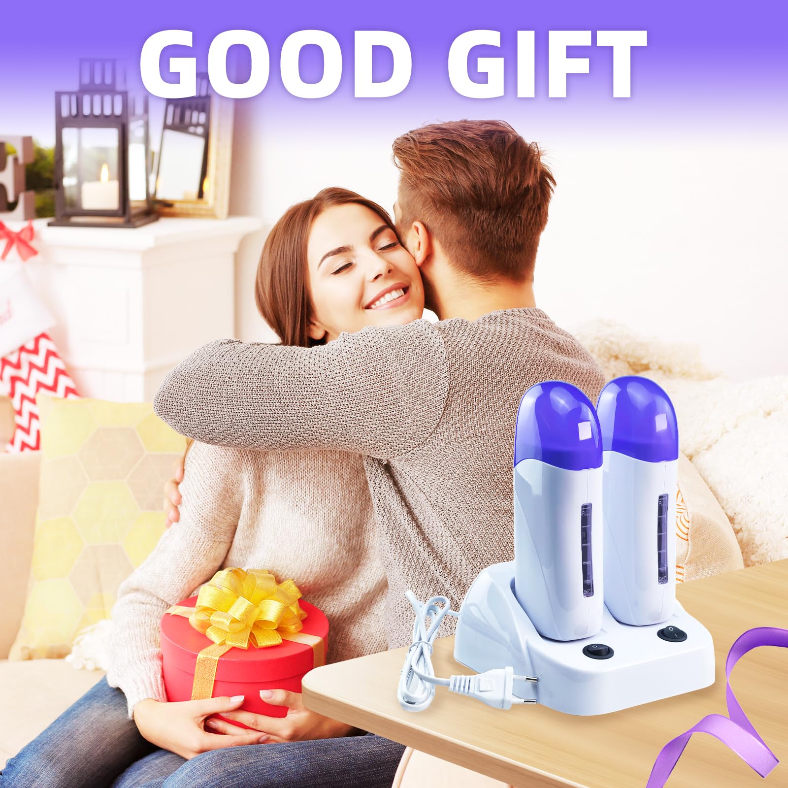 Mini Enthaarungswachs Heizung, Tragbare Roll-on Heizpatrone Wax Heater Wachswärmer zum Aufrollen mit Doppelkartuschen, Wachsen Körper Wachserhitzer Haarentfernung Maschine für Wunderschöne Haut