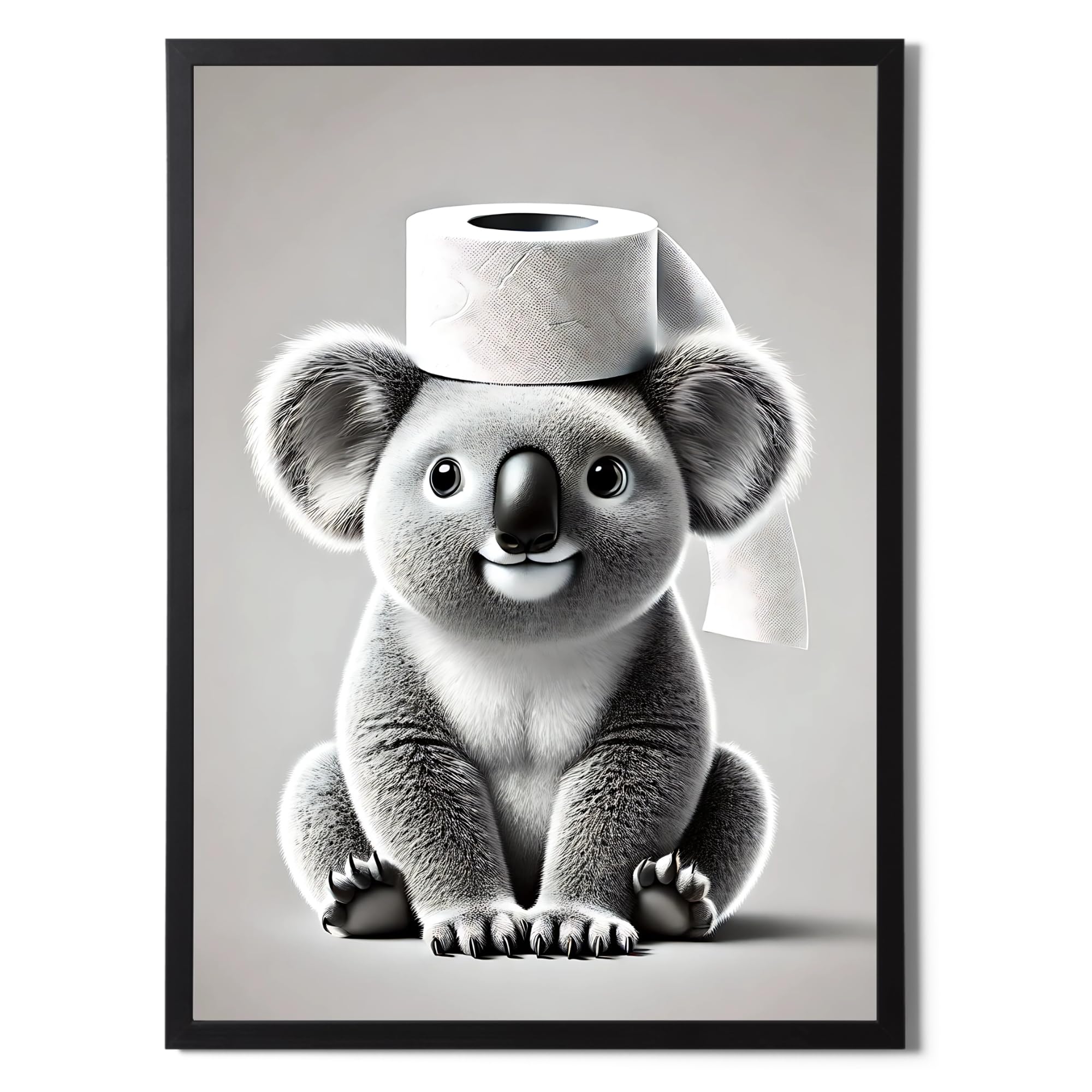 State Media Vision Koala Bear Toilet Roll on Head A3 Poster No Frame - 29.7x42cm Size Print - Bathroom Wall Art