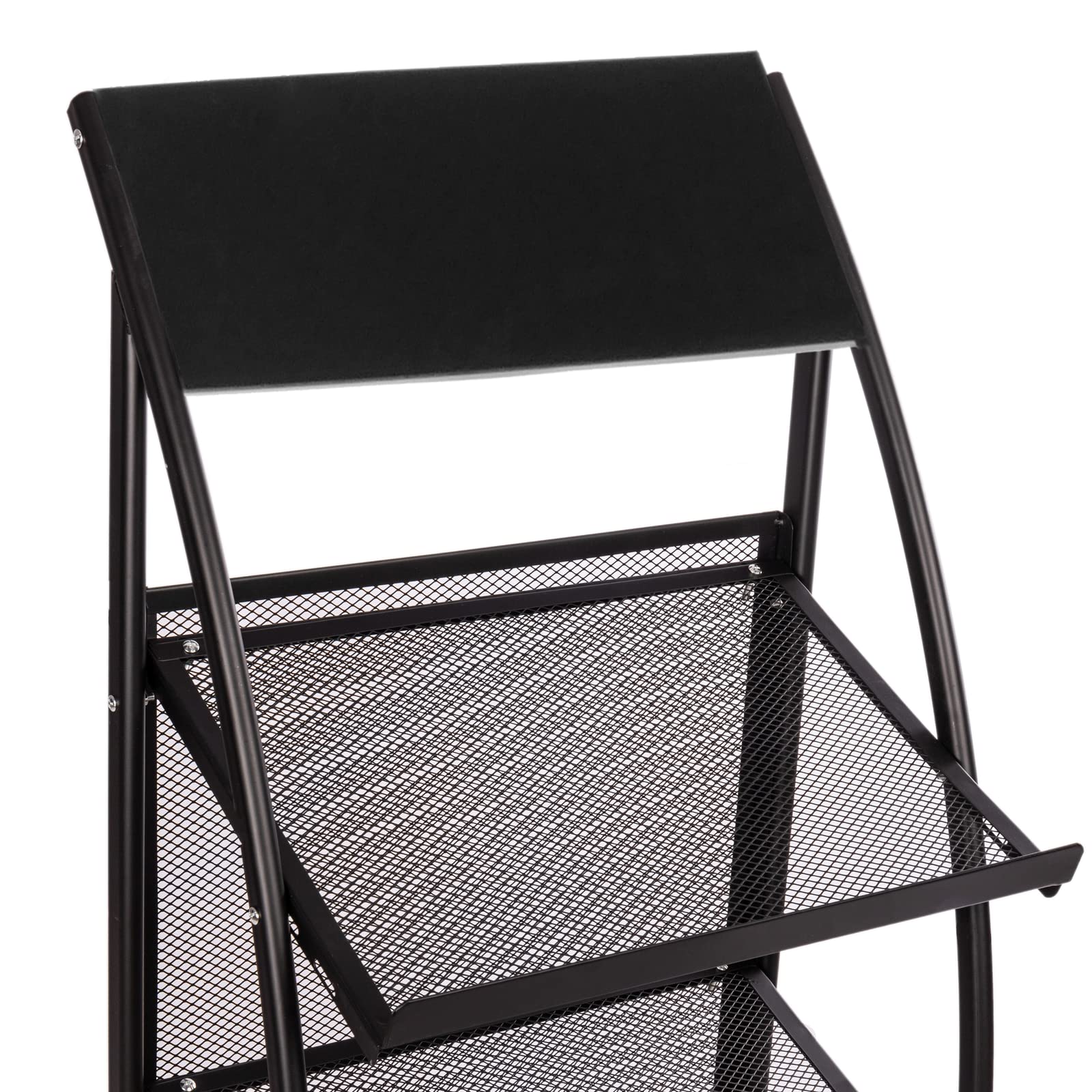 PrimeMatik Magazines and brochures stand with wheels and 4 shelves