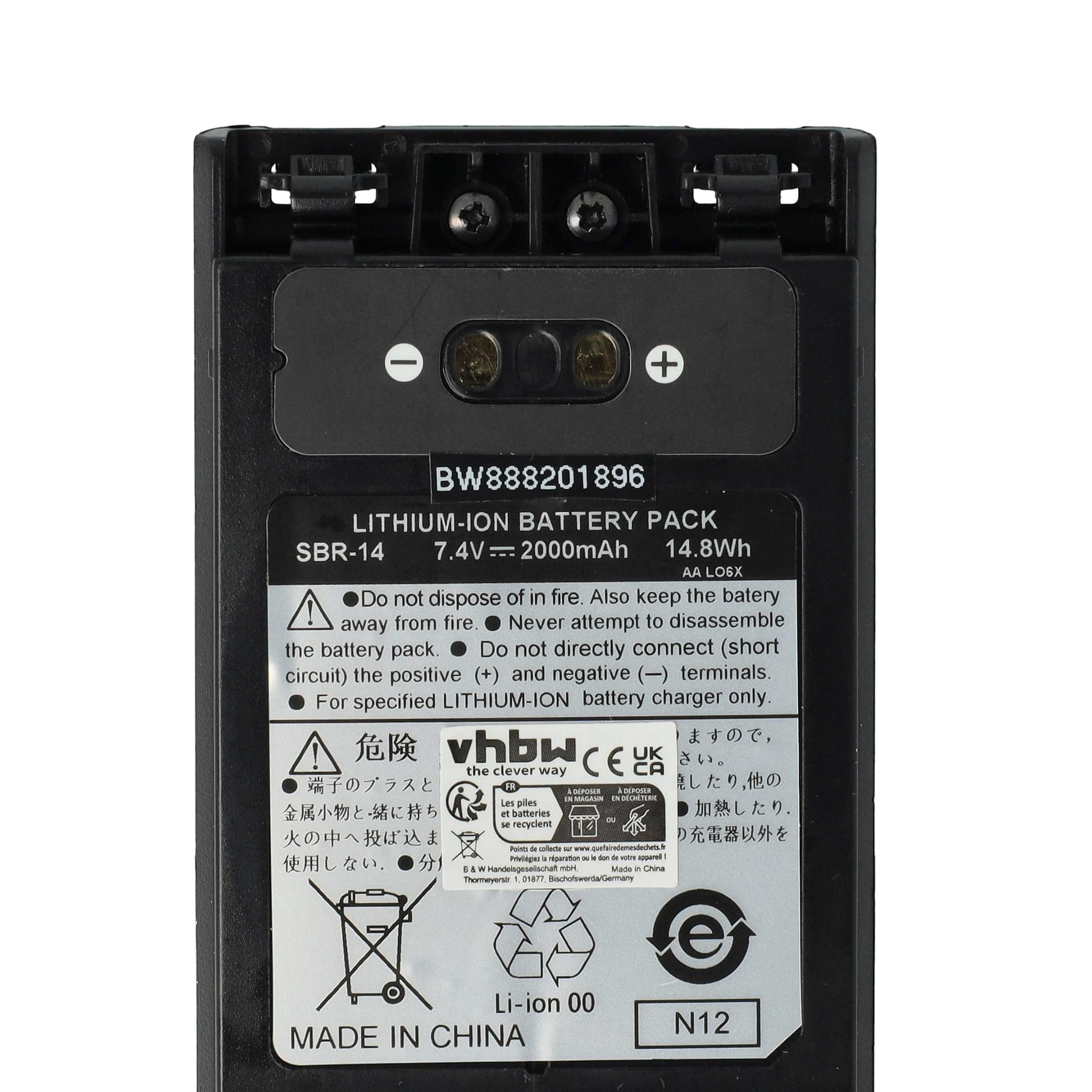 vhbw batteria compatibile con Yaesu FT-2DR, FT-1DR, VX-8R, FT-5D, FT-8DR, FT-3D, VX-8GR, VX-8DR radio (2000mAh, 7,4V, Li-Ion)