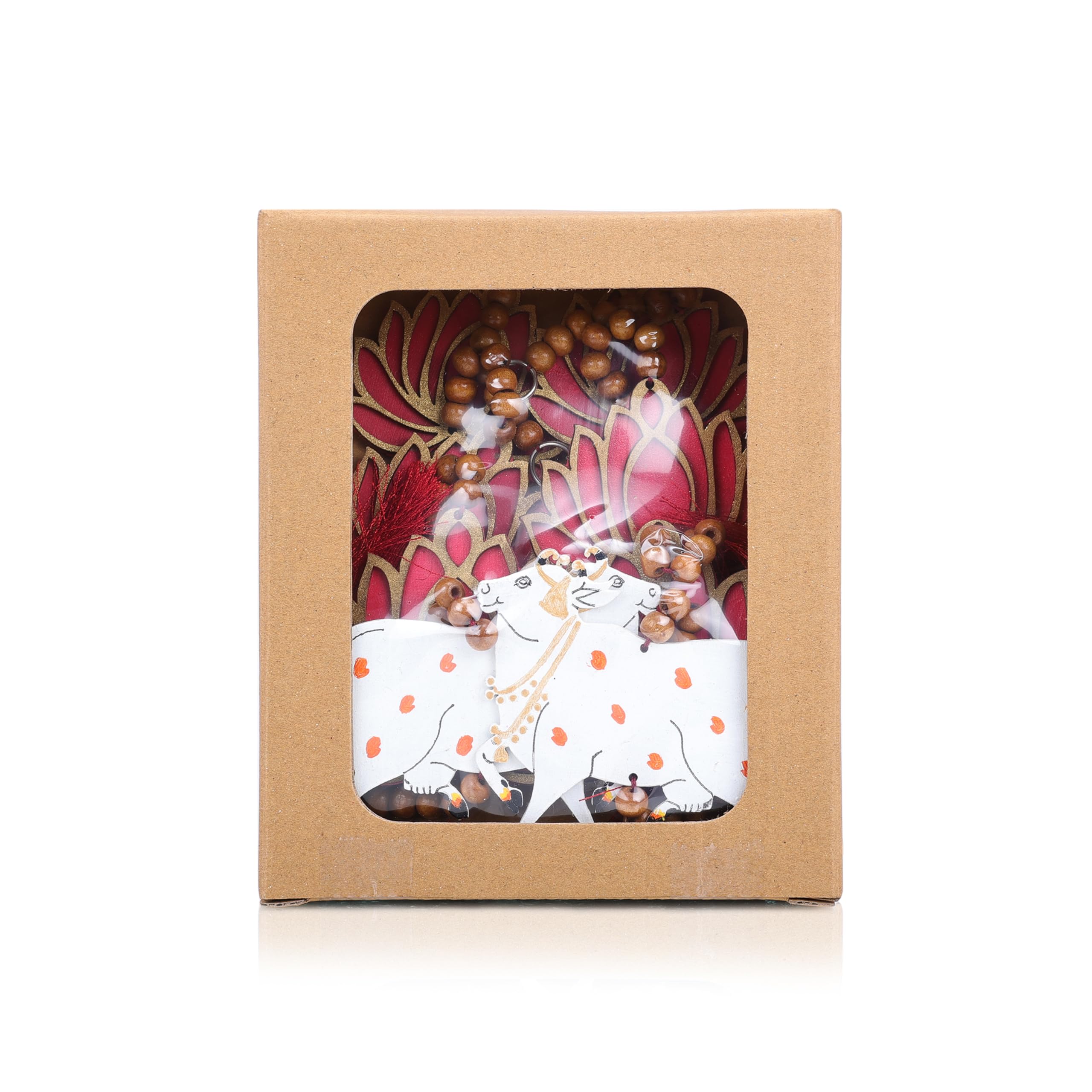 RANGSUGANDH Handcrafted Lotus And Pichwai Cow Wall Décor |Entrance Door/Wall Hanging For Decoration | Hanging With Lotus And Cow Design For Ganesh Chaturthi/Diwali, Office, Navratri Puja 3
