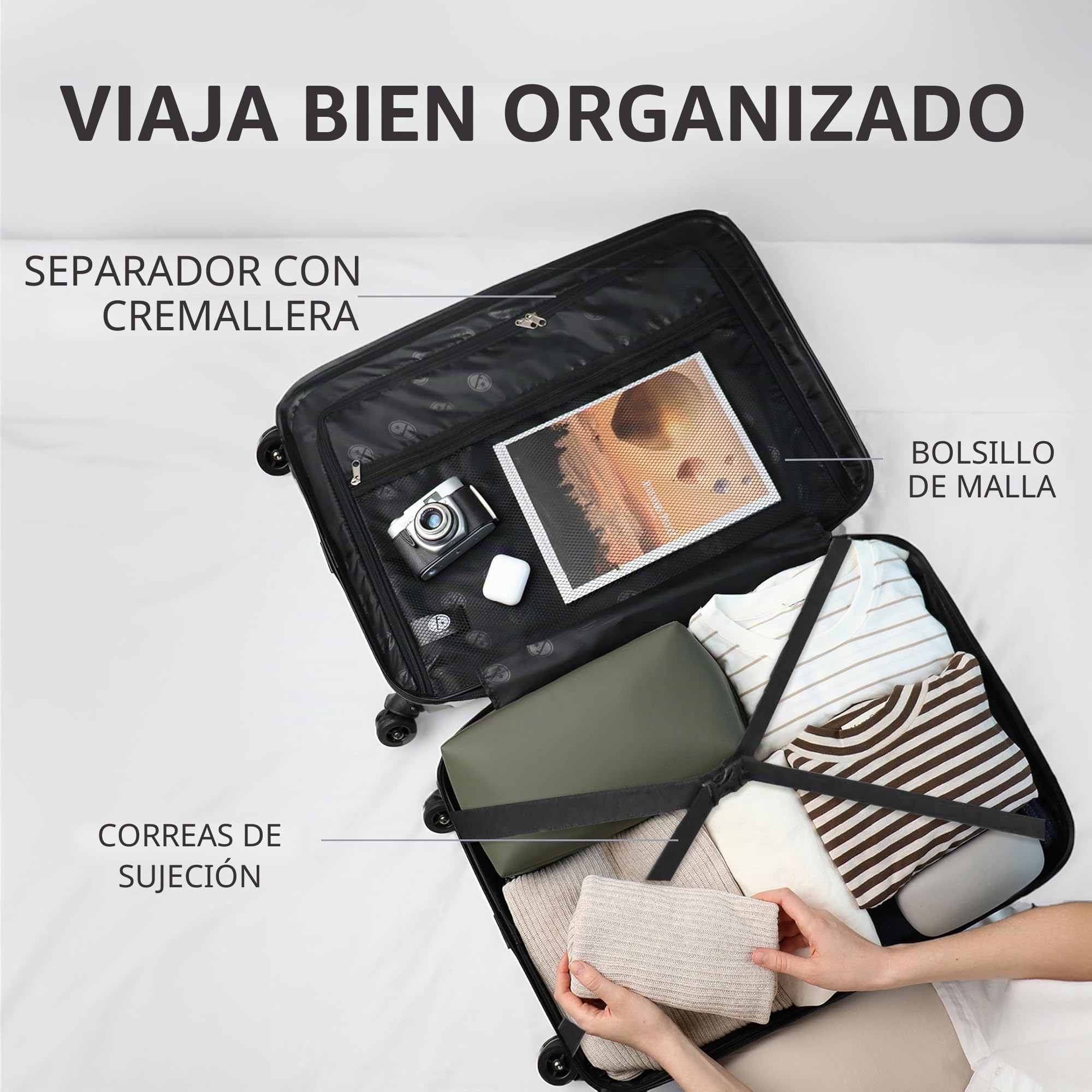 FERGÉ Juego 3 Maletas rigidas QUÉBEC Equipaje de Viaje Dura Trolley Set con 4 Ruedas giratorias (360)