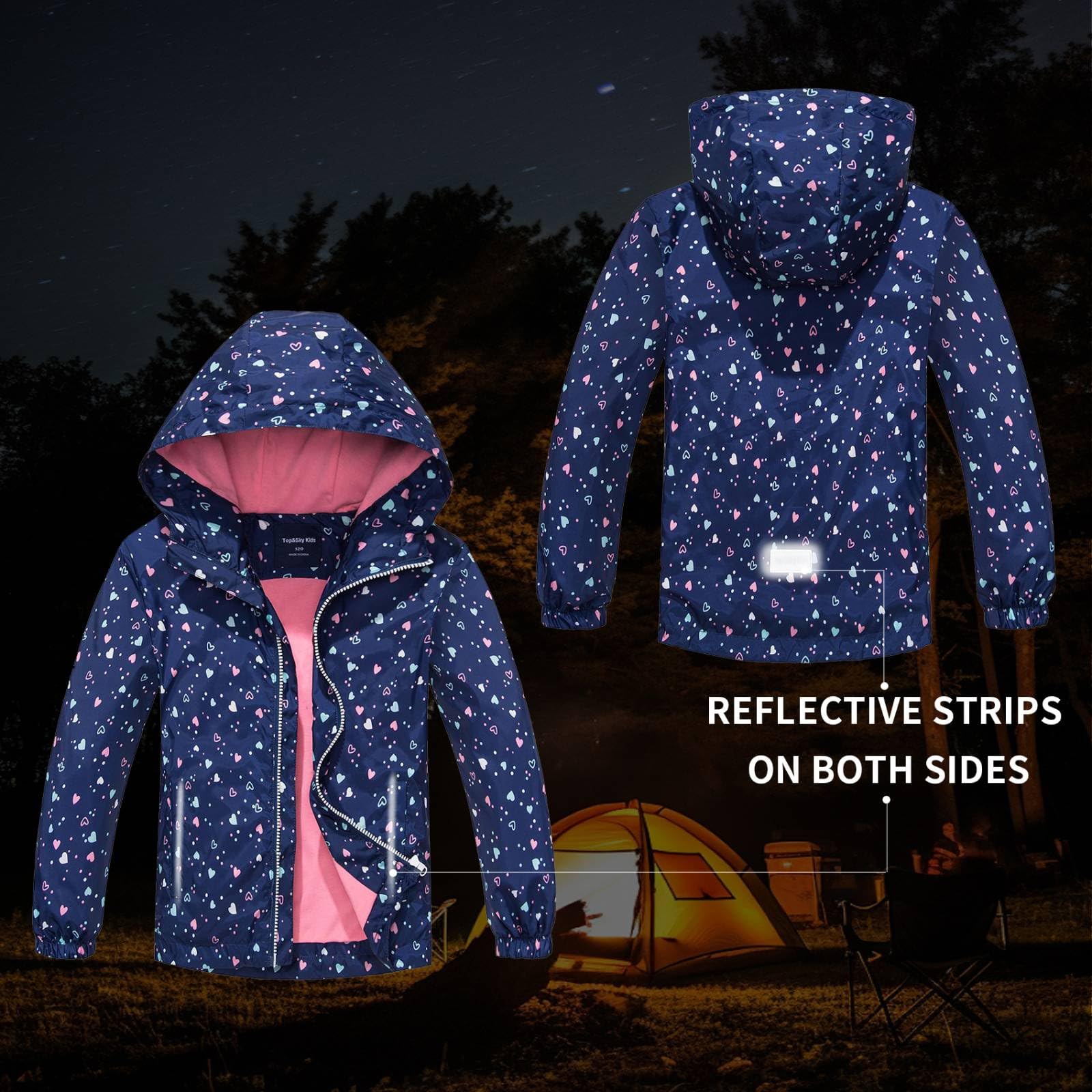 Veste de pluie imperméable à capuche pour filles, manteau de pluie léger doublé de coton pour enfants, 4 à 12 ans