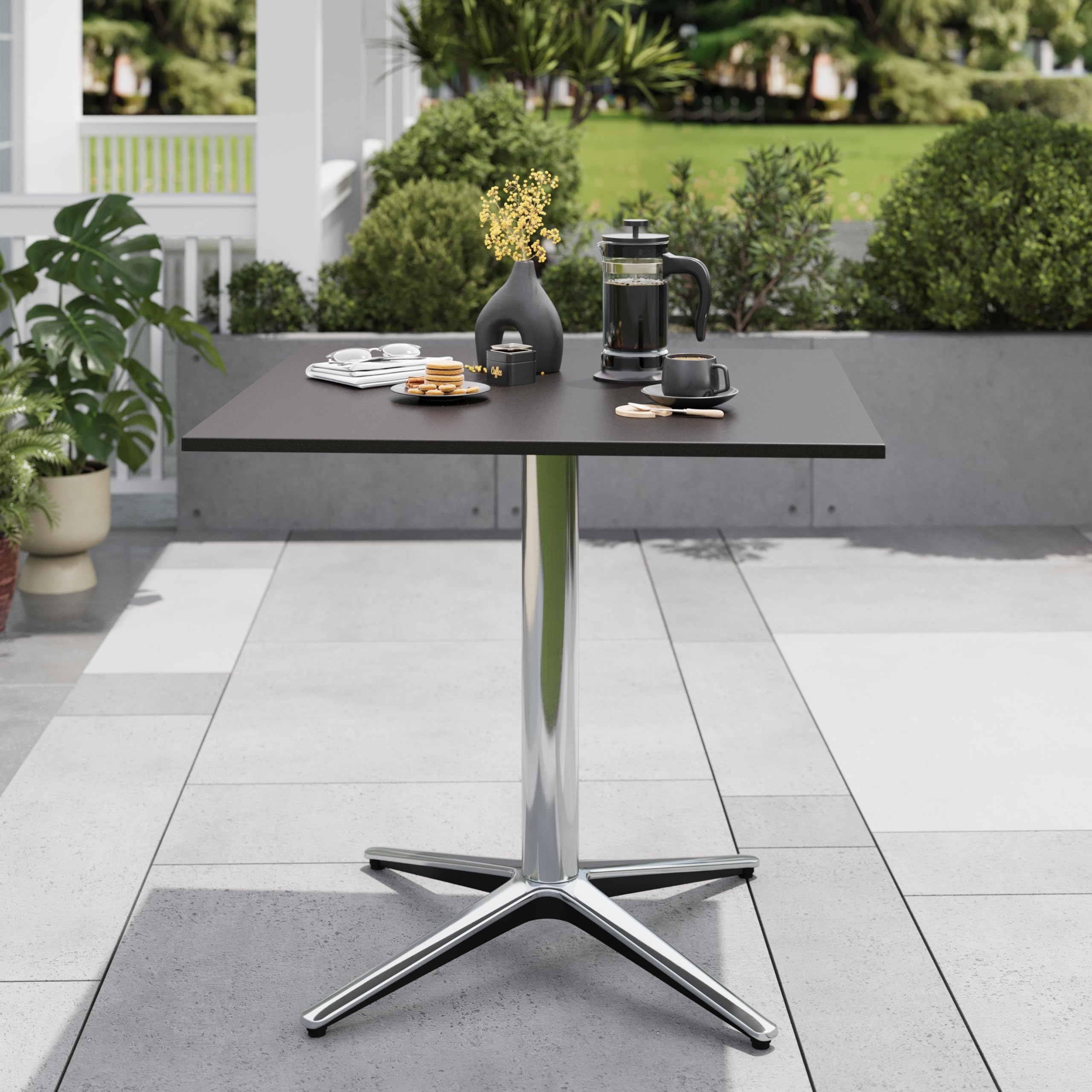 Sophia &amp; William 31" Outdoor Metal Square Bistro Table w/Pedestal Base
