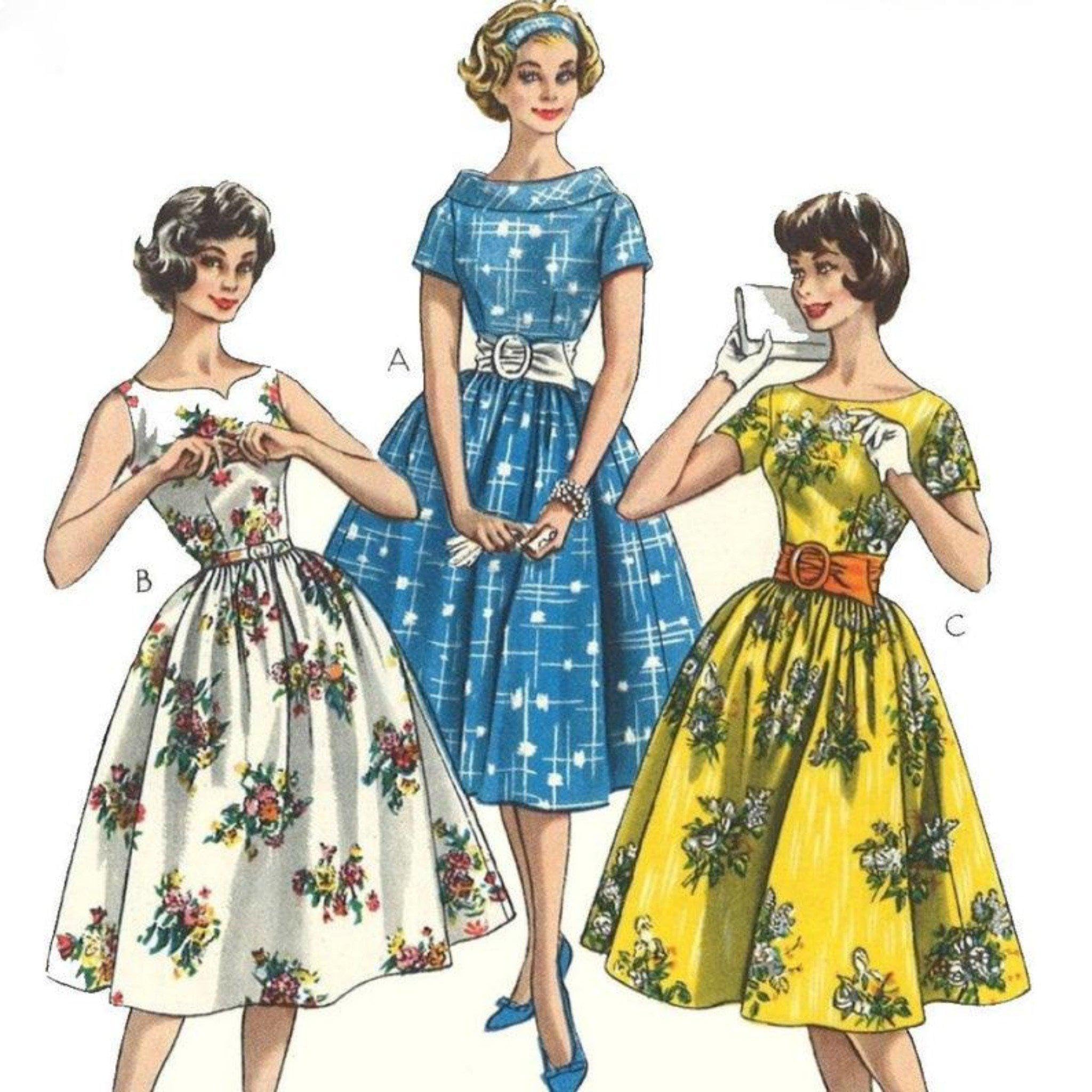 1950s Sewing Pattern, Rockabilly Swing Dress (Bust: 38'' (96.5 cm))