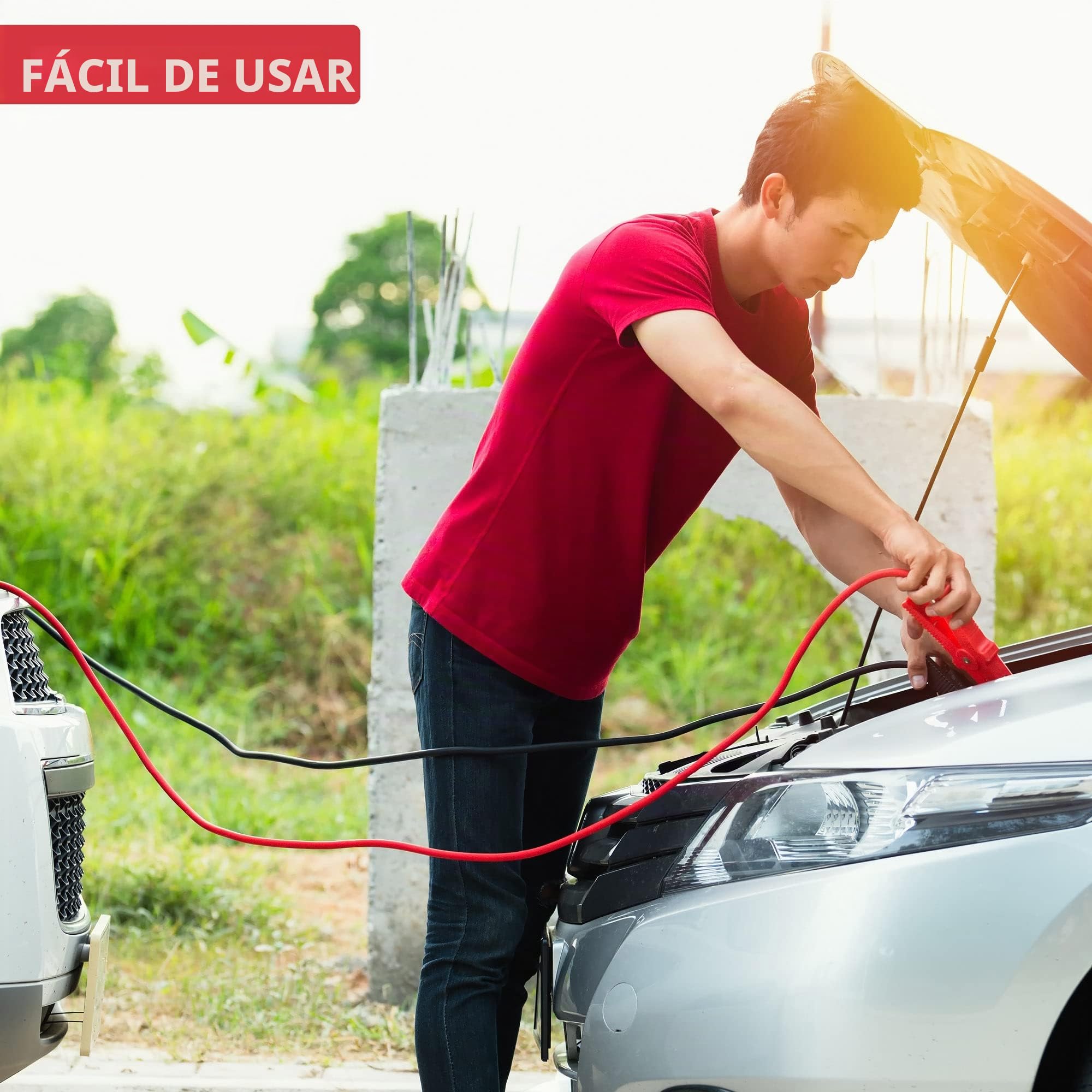 GADLANE Cables de salto de 6 m de largo, resistentes para batería de coche, cables de salto de 1500 amperios y 30 mm² de grosor con abrazaderas fuertes, para coches de gasolina y diésel (1500A)
