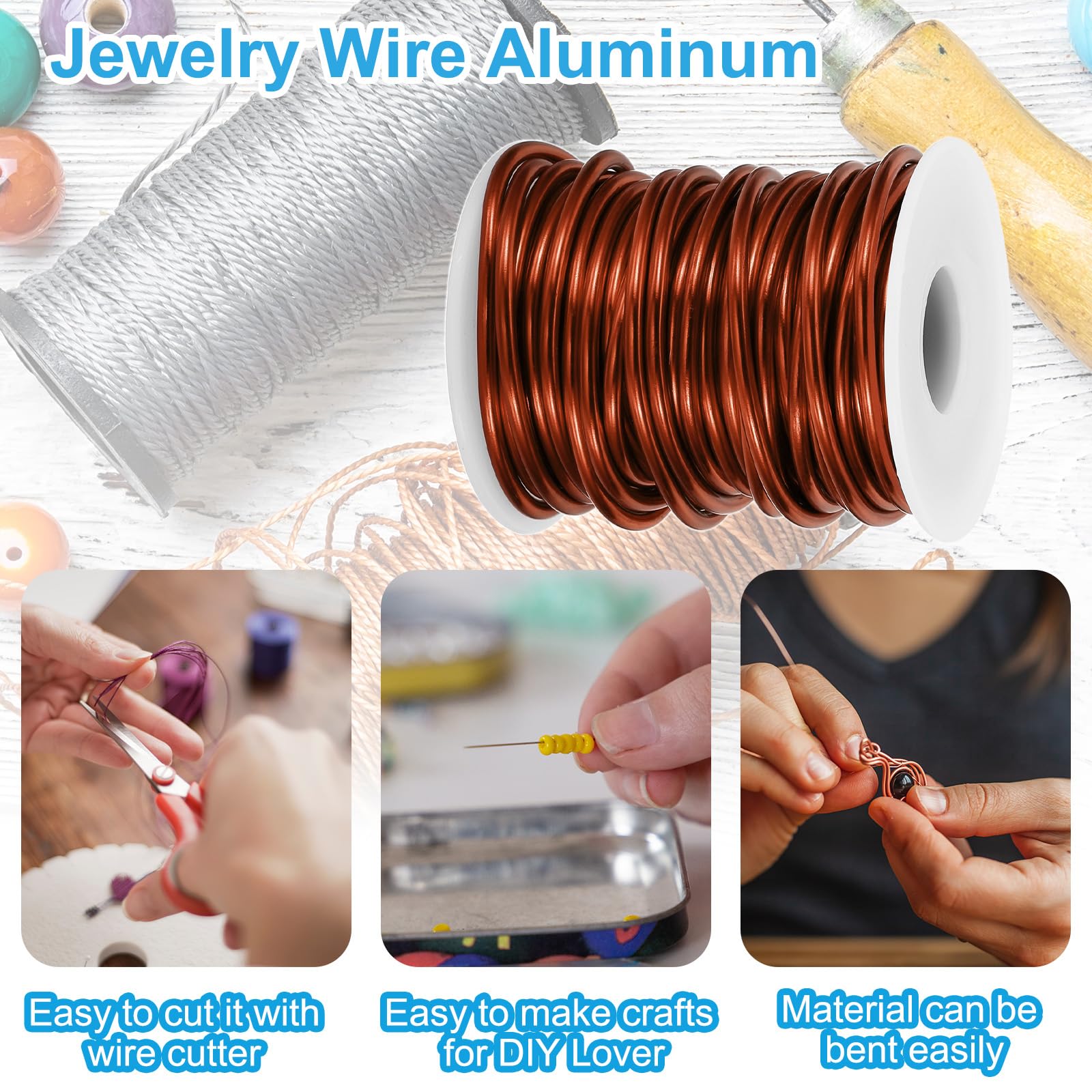 PATIKIL 8 Gauge 3mm Aluminum Craft Wire, 32.8Ft Metal Wire Armature Bendable Wire for Jewelry Making Metal Wrap DIY Bronze - Image 3