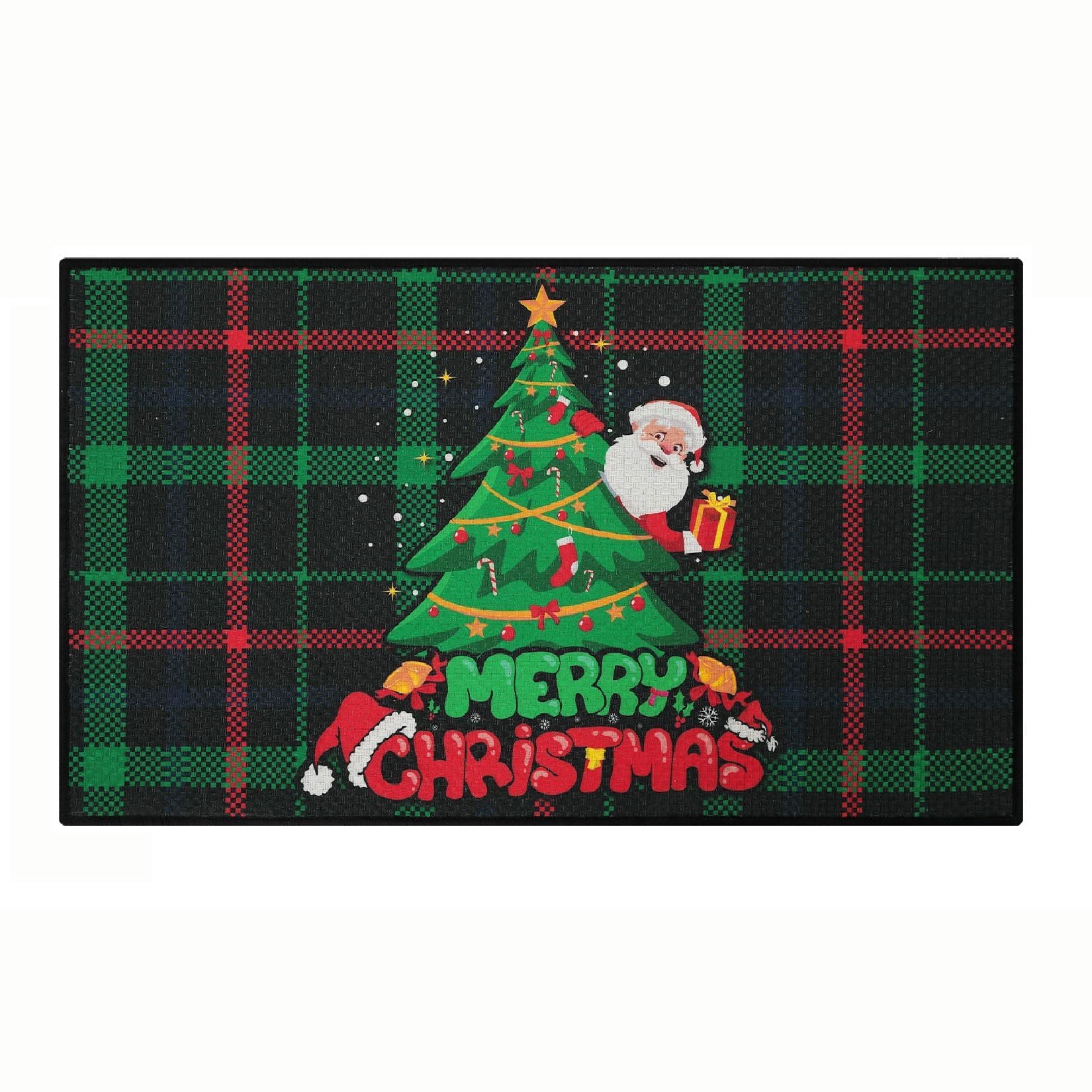 Garvee Set 2 Tappeti Cucina Natalizi con Alberi di Natale e Fiocchi di Neve, Antiscivolo, Lavabili, Decorazione Invernale, 40 x 60 + 40 x 120 cm