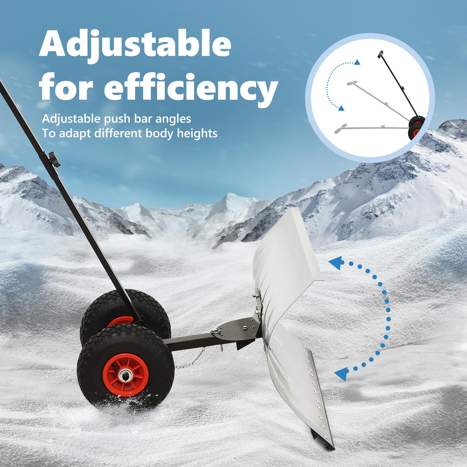 vidaXL Chasse-Neige Manuel avec Roues Pelle Entrée de Garage Trottoir Sentier