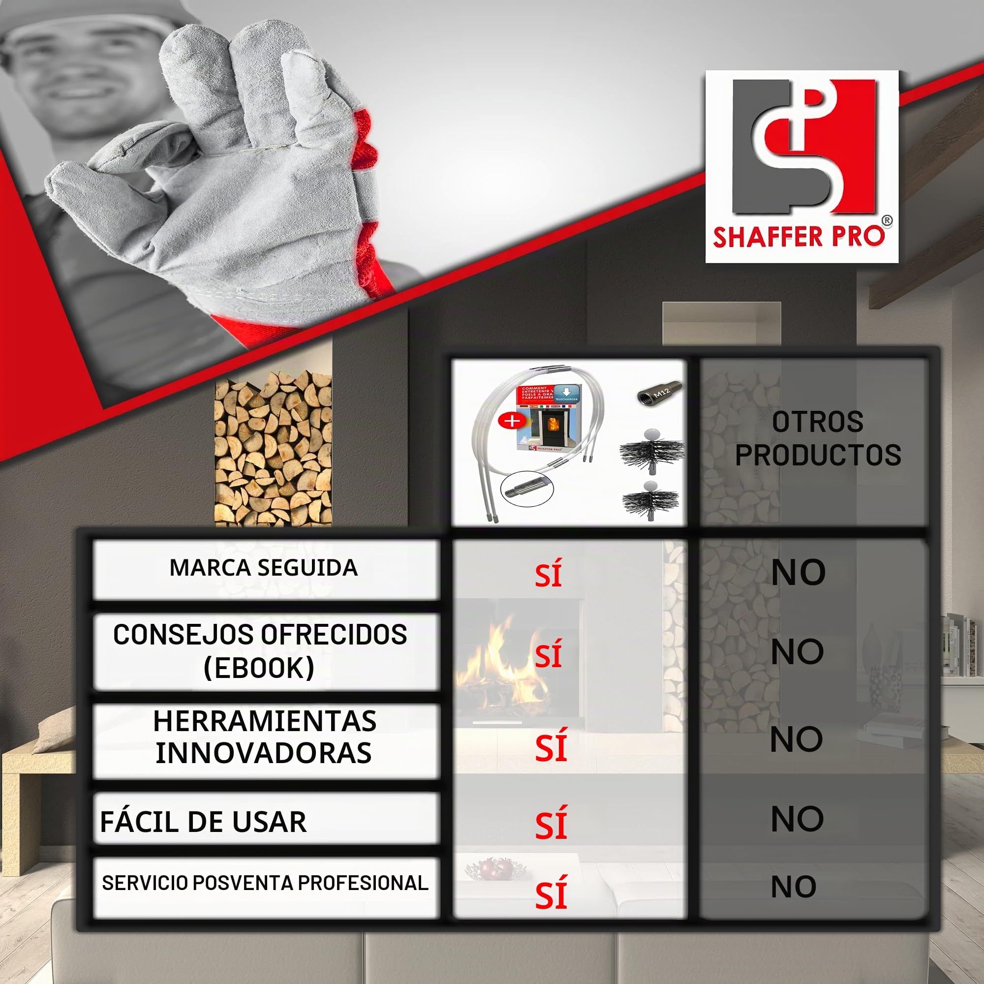 kit de deshollinador de chimeneas estufa de pellets 9 metros - Cepillo deshollinamiento 80 mm 100 mm EASYFLEX [Libro electrónico disponible para descargar] 15 varillas flexibles M12