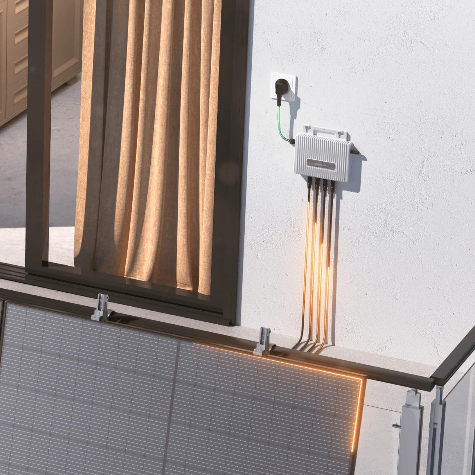 EcoFlow Mikro-Wechselrichter 800 W EFStreamMI800W für Balkonkraftwerk, IP67 wetterfest, Plug&Play Installation, 2 MPPT, Bluetooth & WIFI, inkl. 5m Anschlusskabel & 4x 1m Solar-Verlängerungen, Inverter