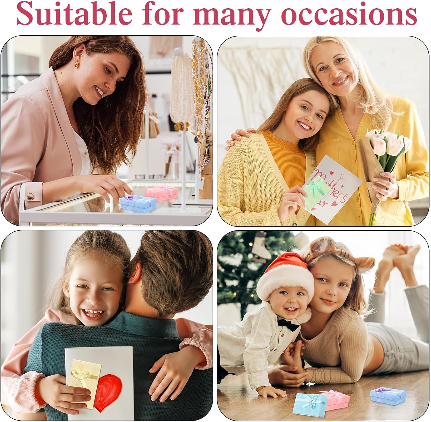 Ecation 36 Pcs Jewelry Gift Boxes with Bow 2 x 3.1 x 1.1 Inches Empty Cardboard Bracelet Earring Boxes with Lid for Jewelry Gift, Suitable for Mother's Day Birthday Anniversary