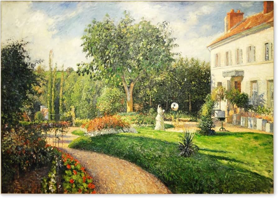 カミーユ・ピサロ、庭の母と子、希少な画集より、状態良好