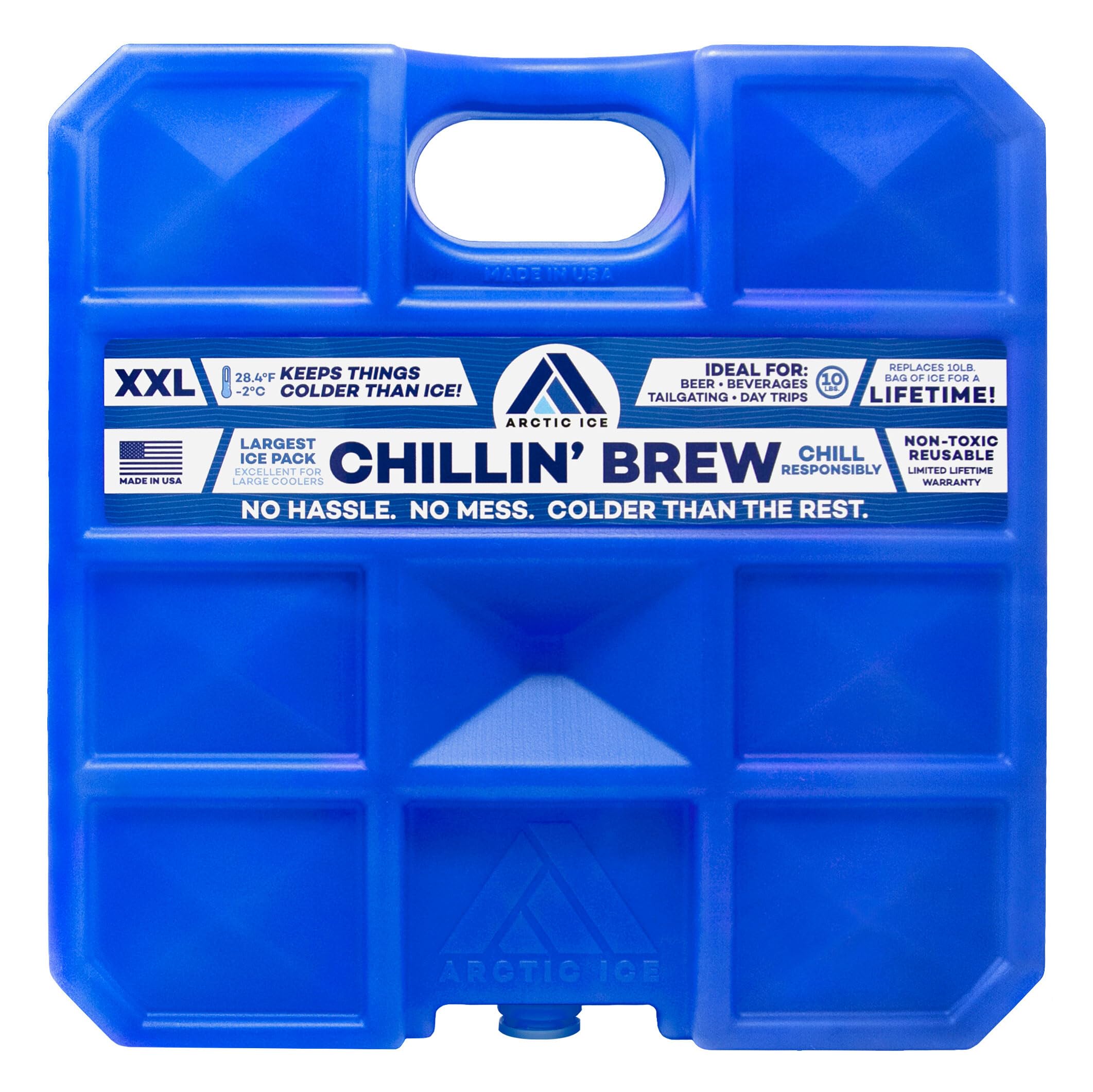 Arctic Ice Chillin' Brew Series Long Lasting Reusable Ice Pack - Freezes at 28° Fahrenheit - Designed to Keep Beverages Colder Than Ice