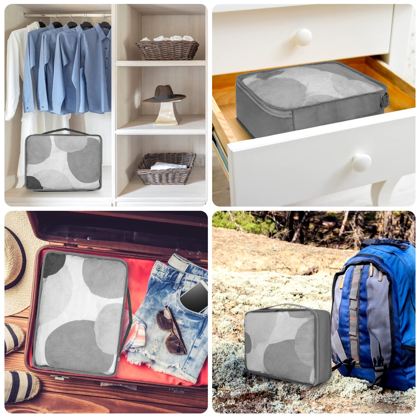 Packing Cubes - Organizer per valigie, 16 pezzi, grandi borse per bagagli, viaggi in famiglia, conservazione a casa (16, grigio chiaro)