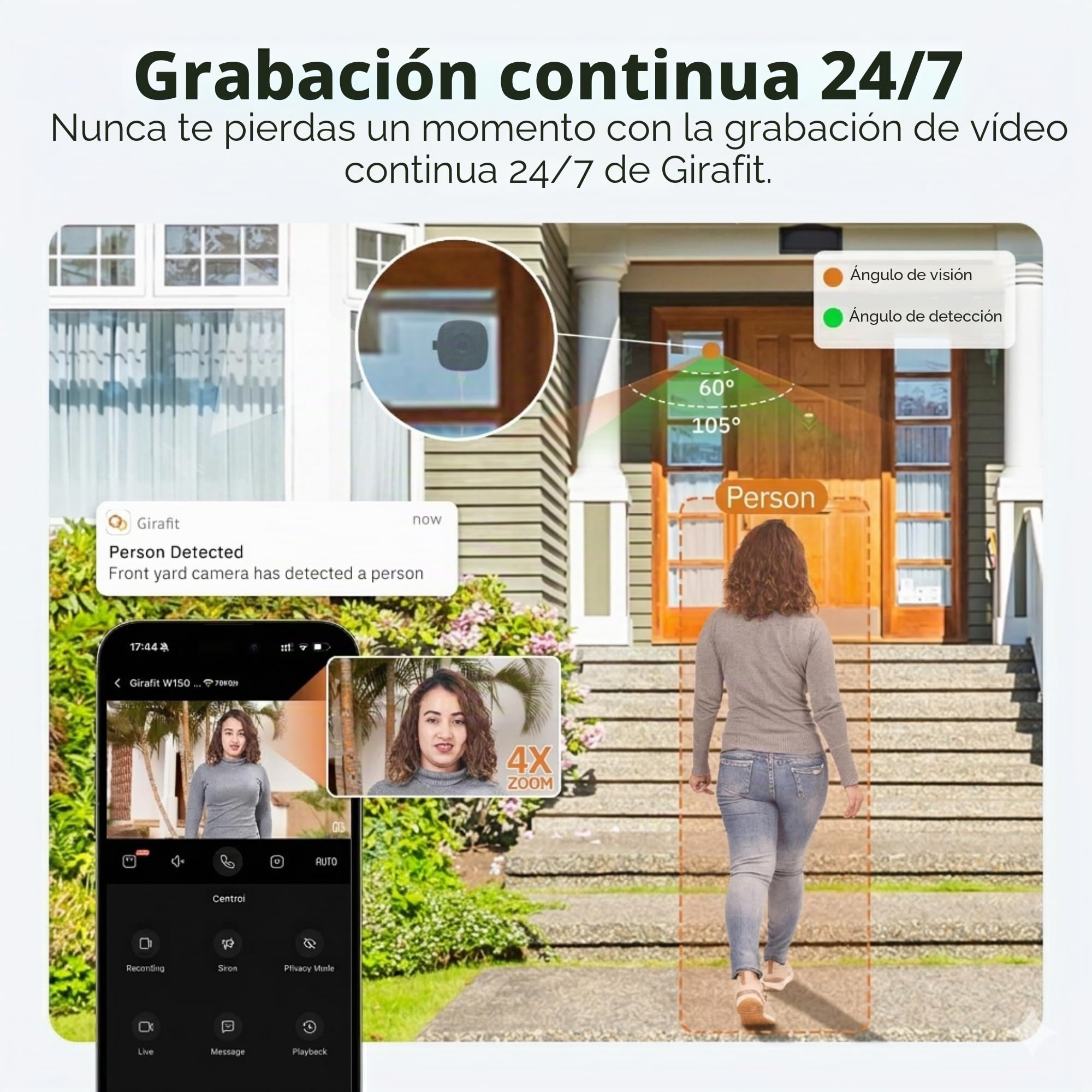 Cámara de Ventana de 3 MP 2K, cámaras WiFi de 2.4 GHz y 5 GHz para Seguridad en el hogar con visión Nocturna ChroMax Al Color, detección de Persona y Movimiento, grabación 24/7, instalación fácil y