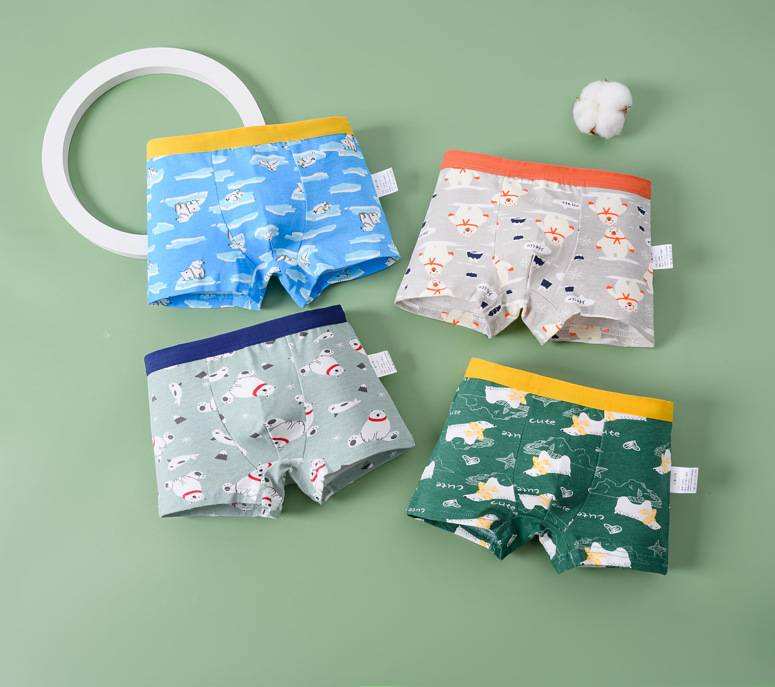 HAGOT 12 Pezzi Boxer per Bambino, Confezioni Biancheria Intima per Bambini, Mutandine per Bambini in Cotone, 4-6 Anni