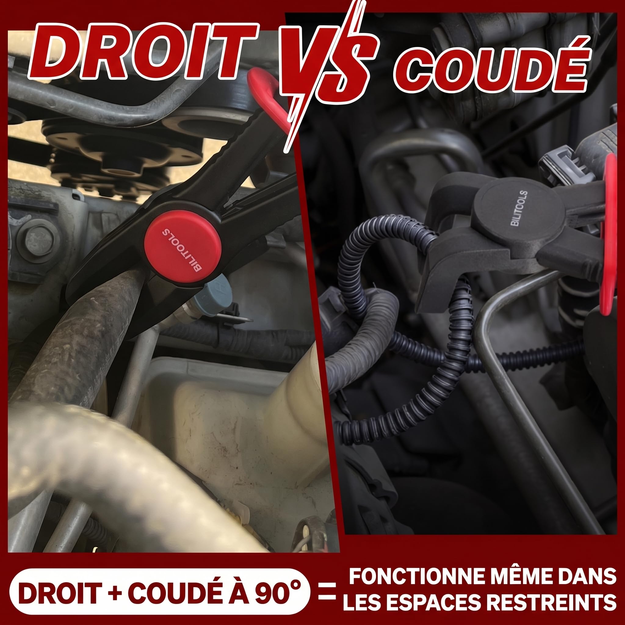 BILITOOLS Lot de 6 Pinces à Durite (Droites & Coudées à 90°) en Plastique – Pour Tuyaux de Carburant, de Frein et de Refroidissement