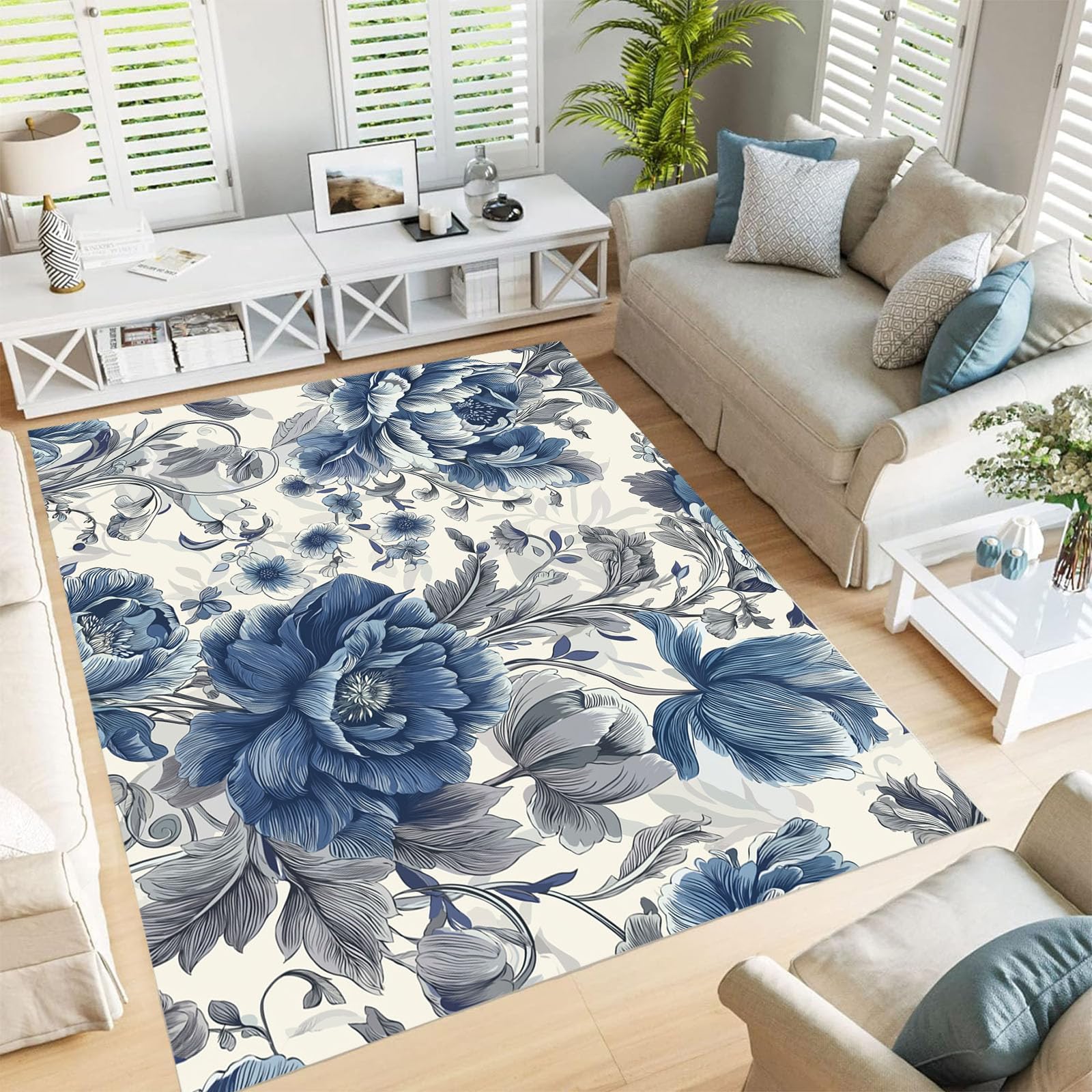 Tapis salon 200x300cm pivoine une douceur fleurie à la maison
