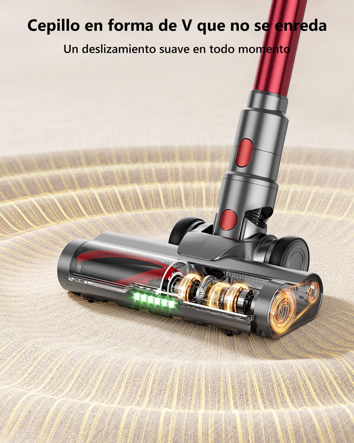 60KPa/600W Aspiradora sin Cable, Aspiradora Fregadora Sin Cable Potente hasta 75Mins, con Carga de Pared Smart Screen, Cepillo Antienredos, Alfombra Pelo Mascota Suelo Sofá
