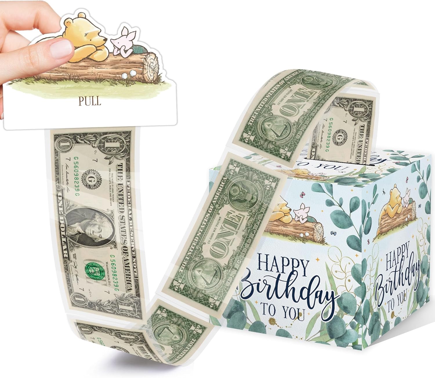 Winnie Surprise Money Gifts Box for Cash, Happy Birthday