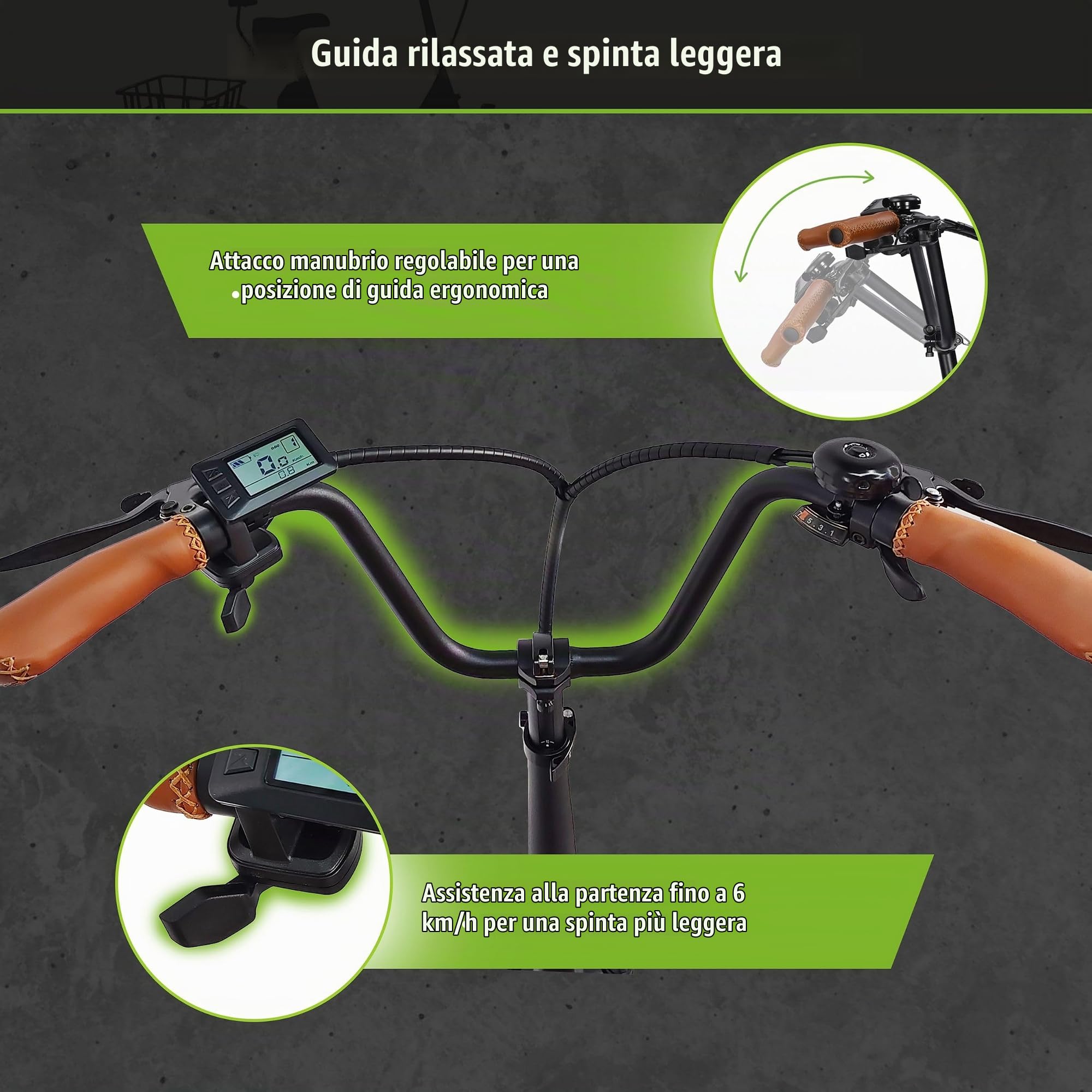 T6S Air Comfort Triciclo Elettrico per Anziani, 16" Bici Elettrica Pieghevole a 3 Ruote, assistenza alla spinta 6 km/h, luce posteriore con funzione freno integrata, per il tempo