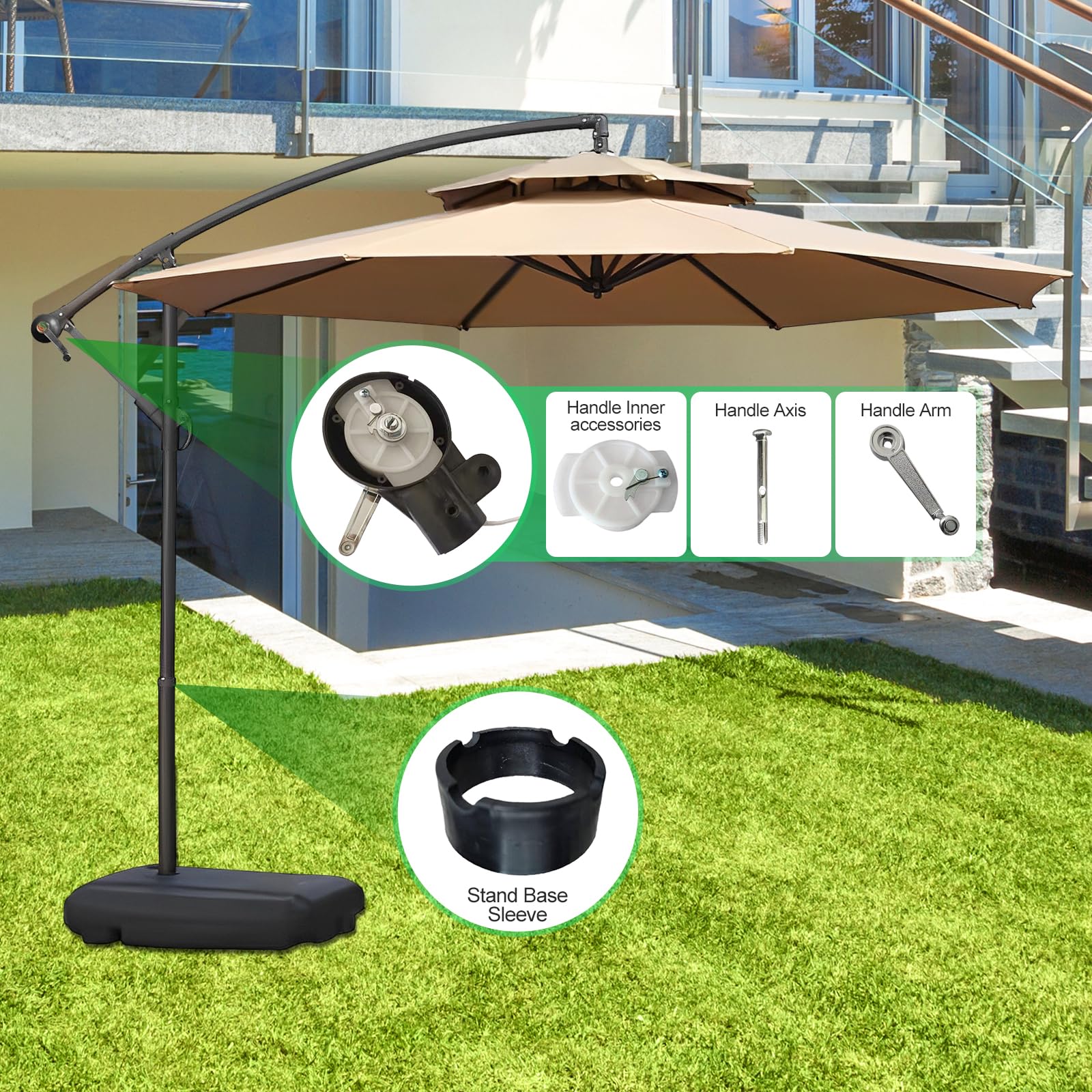 Bothyi Patio Umbrella Accessories Umbrella Replacement Parts Heavy Duty Holder Parts Parasol, Handle Arm