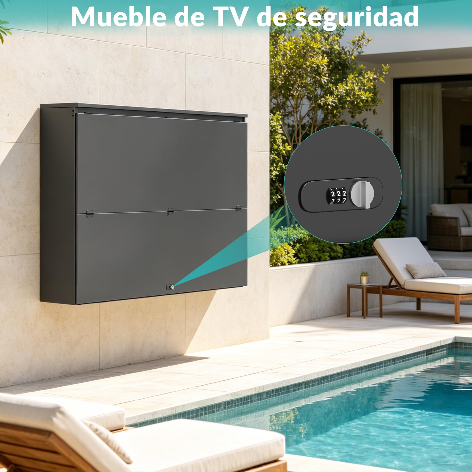 Caja protectora TV exterior impermeable, carcasa de seguridad para televisores 32–55 pulgadas con cierre protección antirrobo resistente al agua para uso exterior balcón y terraza con soporte de pared