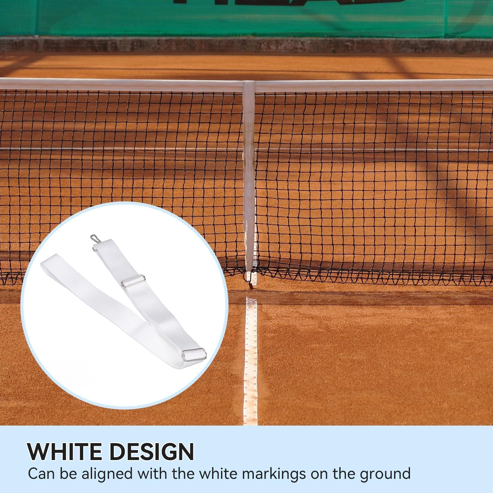 Cinghie per Rete da Tennis, 2,2m x 5cm Cinghia Centrale per Rete da Tennis Altezza Regolabile Cinghie per Rete da Tennis con Fibbia in Acciaio Inossidabile