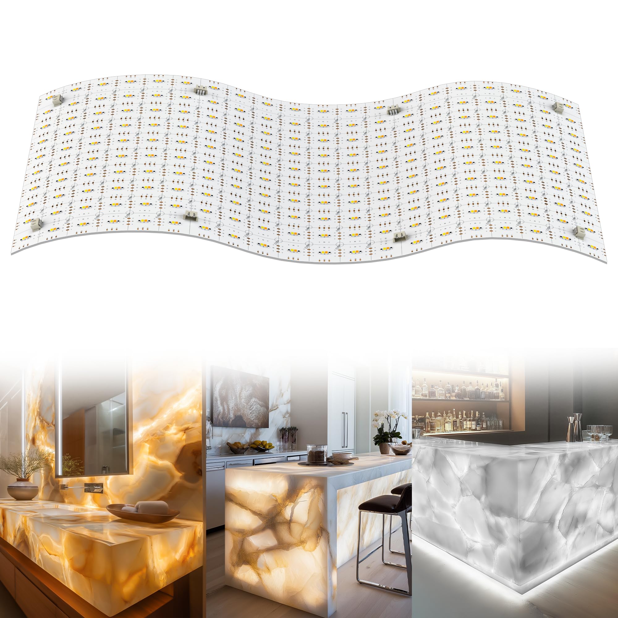 Lichaser 4 Pack LED per Retroilluminazione 3000K–6000K Luce Calda e Fredda 24V 36W, Pannello LED dimmerabile compatibile con Alexa, 50x 24.5cm pollici per piani di lavoro in marmo, onice e quarzo