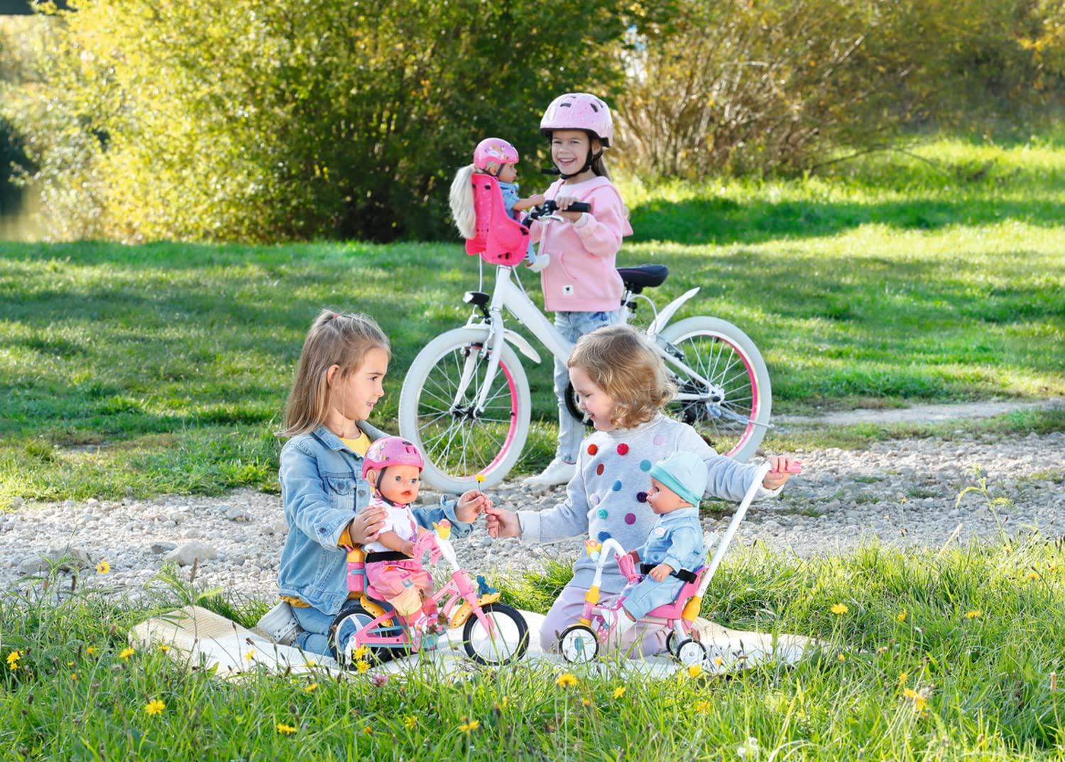 BABY born Dreirad mit Lenkstange, Trike mit funktionsfähigen Rädern, für 36 cm und 43 cm Puppen, 834299 Zapf Creation