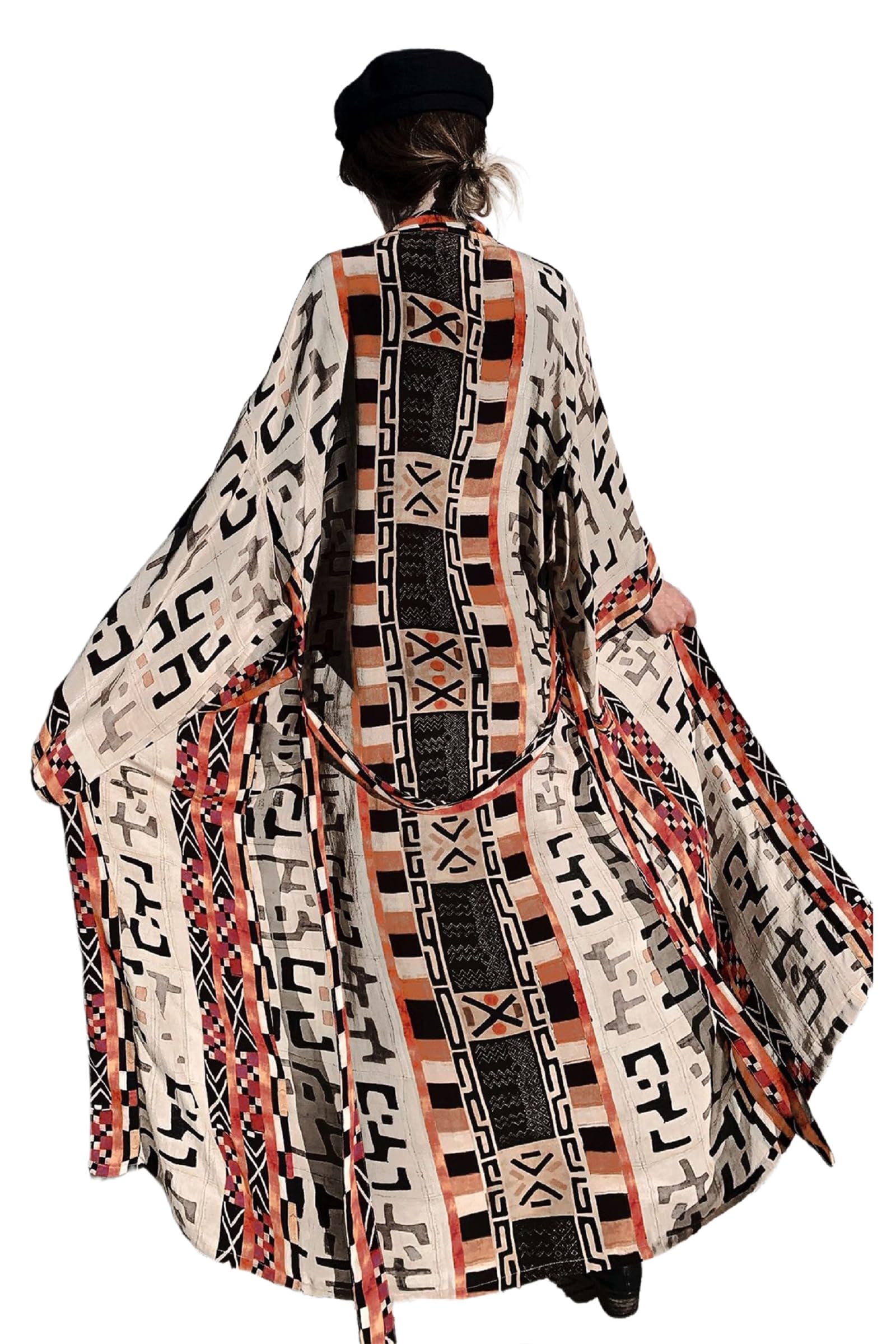 Jarseila Kimono Mujer Cárdigan de Algodón Verano Kaftan con Clase Bohemio Maxi Largo Pareo Boho Tunica Talla Grande Vestido de Playa