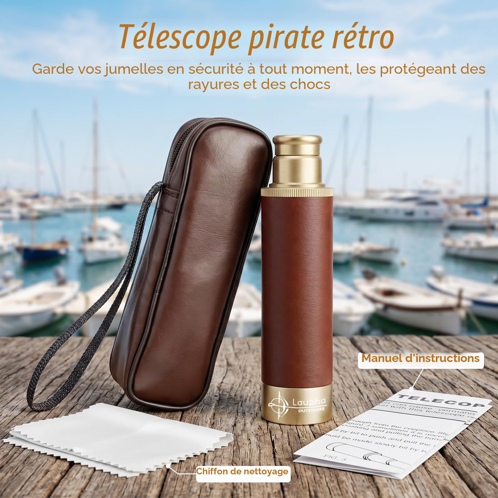 Télescope Pirate Rétro Monoculaire Zoomable 25x30 Vintage Longue Vue Enfant Lentille BAK-4 Imperméable Mini Télescope pour Adultes Camping Observation des Oiseaux